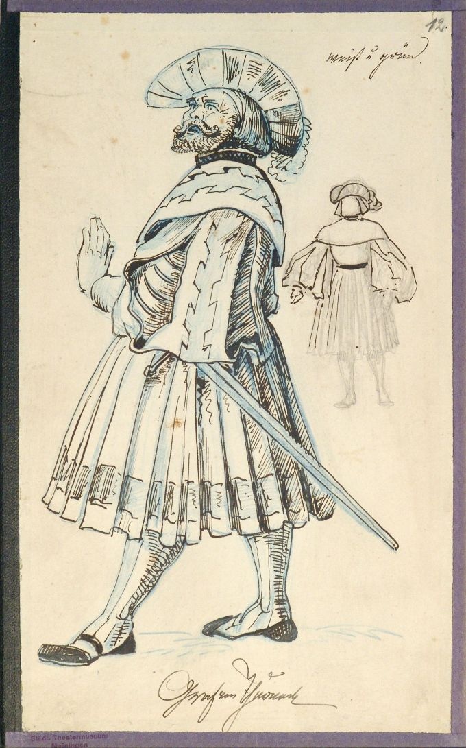 Graf von Thurneck (Kostümzeichnung zu &quot;Das Käthchen von Heilbronn&quot;) (Meininger Museen: Theatermuseum "Zauberwelt der Kulisse" CC BY-NC-SA)
