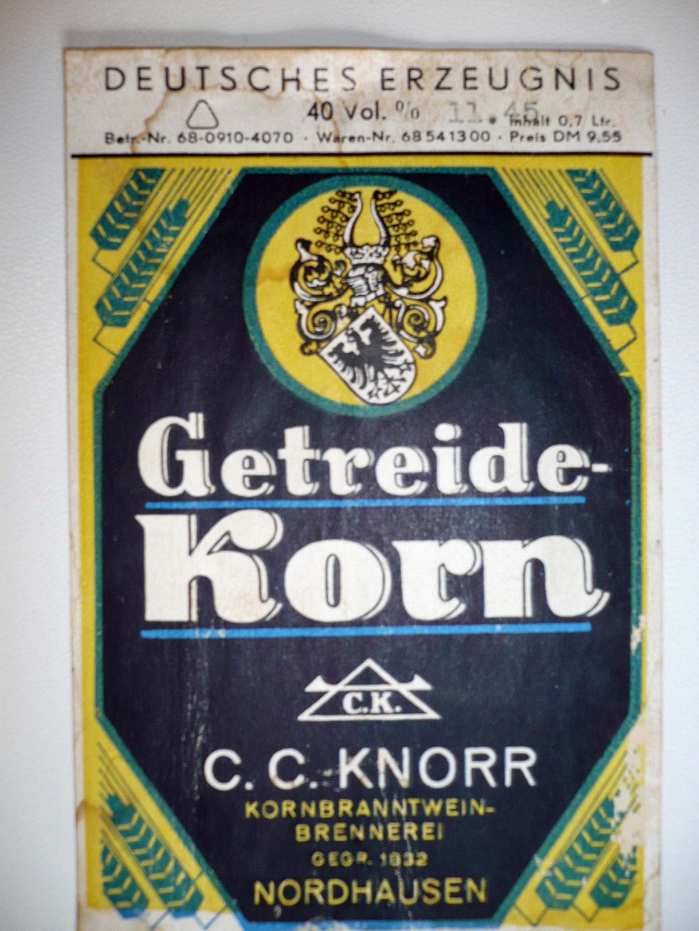 Etikett von der Firma C. C. Knorr (Echter Nordhäuser Traditionsbrennerei CC BY-NC-SA)