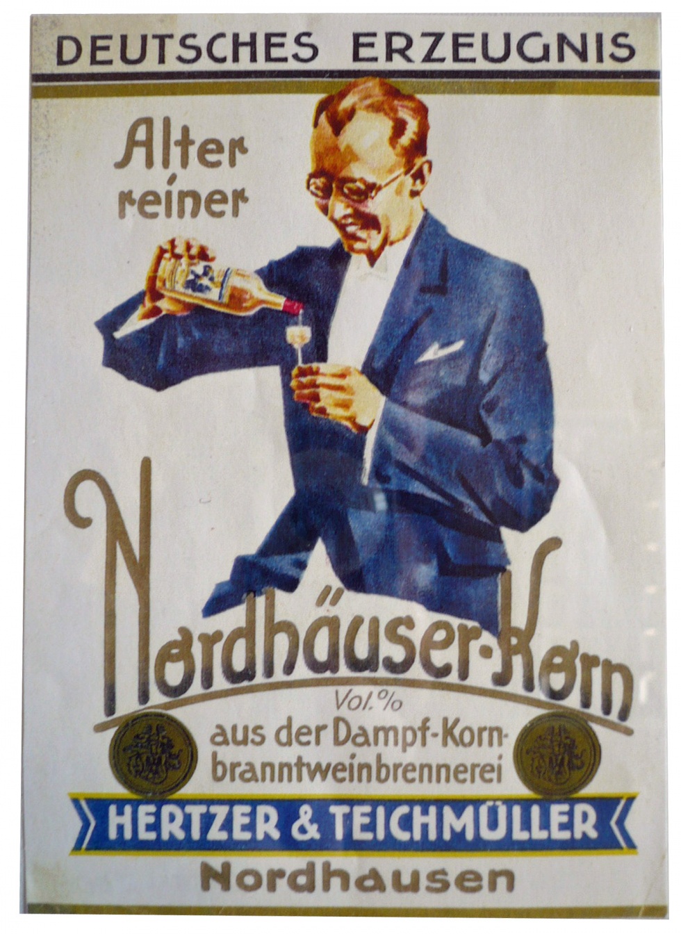 Etikett der Firma Hertzer & Teichmüller (Echter Nordhäuser Traditionsbrennerei CC BY-NC-SA)