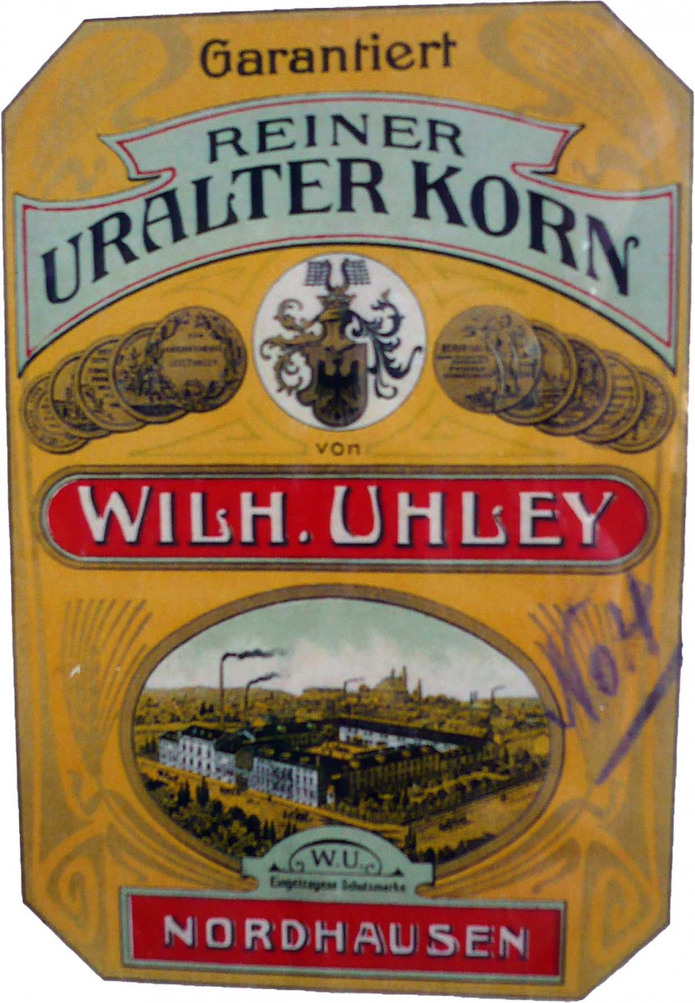 Etikett - Wilh. Uhley (Echter Nordhäuser Traditionsbrennerei CC BY-NC-SA)