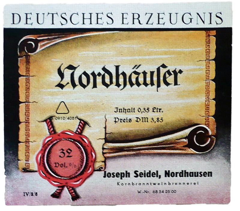 Etikett der Firma Joseph Seidel (Echter Nordhäuser Traditionsbrennerei CC BY-NC-SA)