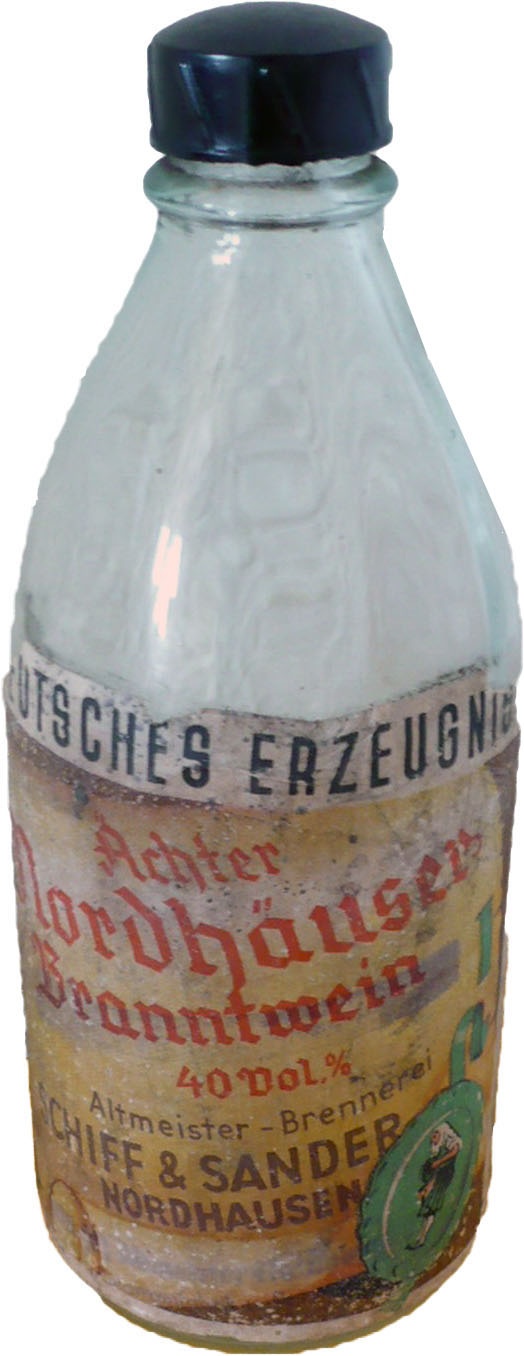 Schnapsflasche der Firma Schiff & Sander  (Echter Nordhäuser Traditionsbrennerei CC BY-NC-SA)