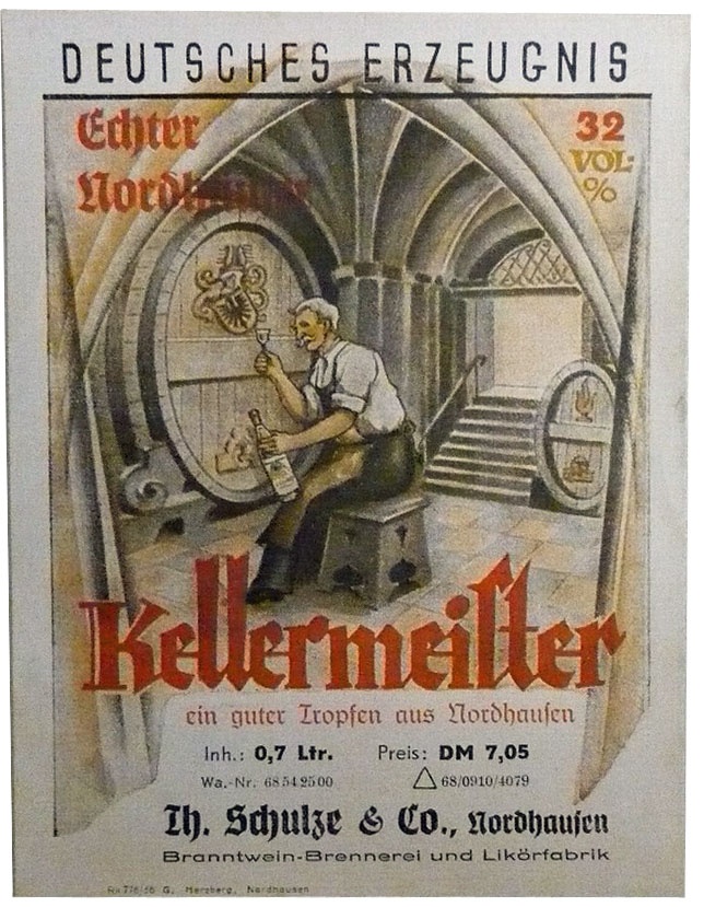 Etikett &quot;Kellermeister&quot; von Theodor Schulze & Co. (Echter Nordhäuser Traditionsbrennerei CC BY-NC-SA)