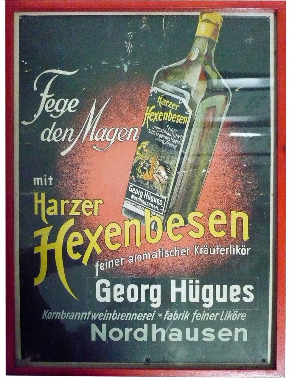 Werbeplakat &quot;Harzer Hexenbesen&quot; von Georg Hügues (Echter Nordhäuser Traditionsbrennerei CC BY-NC-SA)