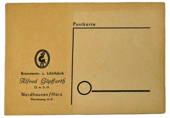 Postkarte der Firma Alfred Göpffarth (Echter Nordhäuser Traditionsbrennerei CC BY-NC-SA)
