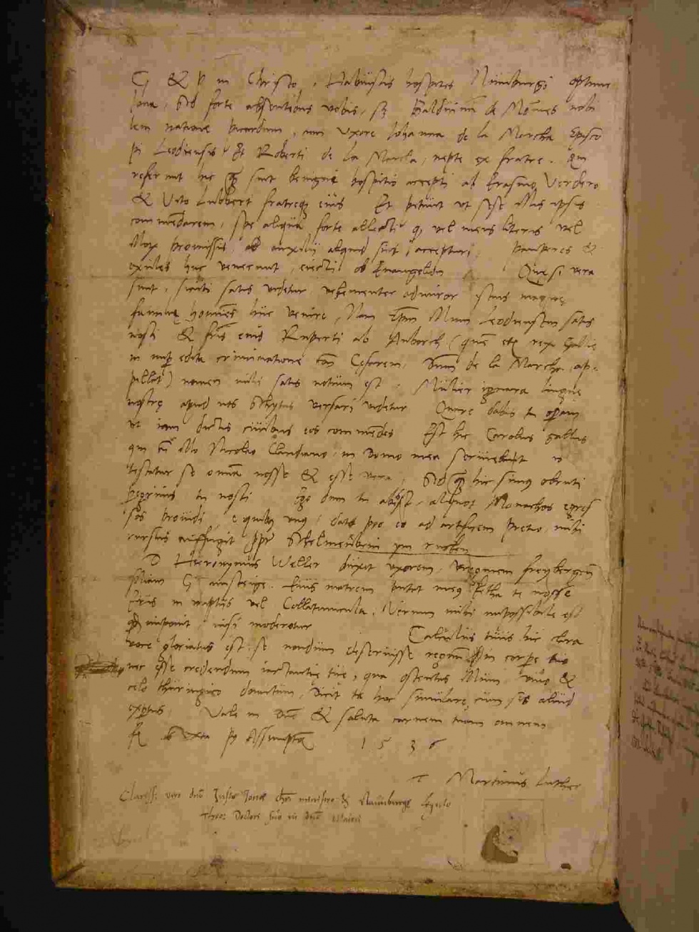 Ein Original-Luther-Brief in Schleusingen von 1536 (Naturhistorisches Museum Schloss Bertholdsburg Schleusingen CC BY-NC-SA)