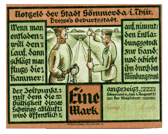 Notgeld der Stadt Sömmerda,Eine Mark, 1. August 1921 (Historisch-Technisches Museum Sömmerda CC BY-NC-SA)