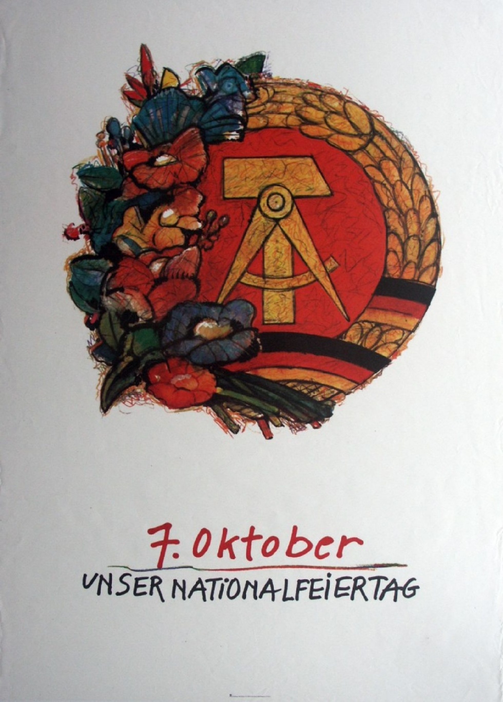 Plakat: 7. Oktober unser Nationalfeiertag (Deutsch-Deutsches Museum Mödlareuth. Museum zur Geschichte der deutschen Teilung CC BY-NC-SA)