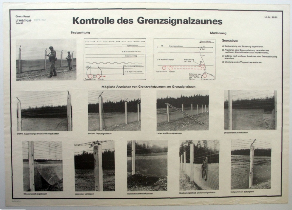 Anschauungstafel: Kontrolle des Grenzsignalzaunes (Deutsch-Deutsches Museum Mödlareuth. Museum zur Geschichte der deutschen Teilung CC BY-NC-SA)