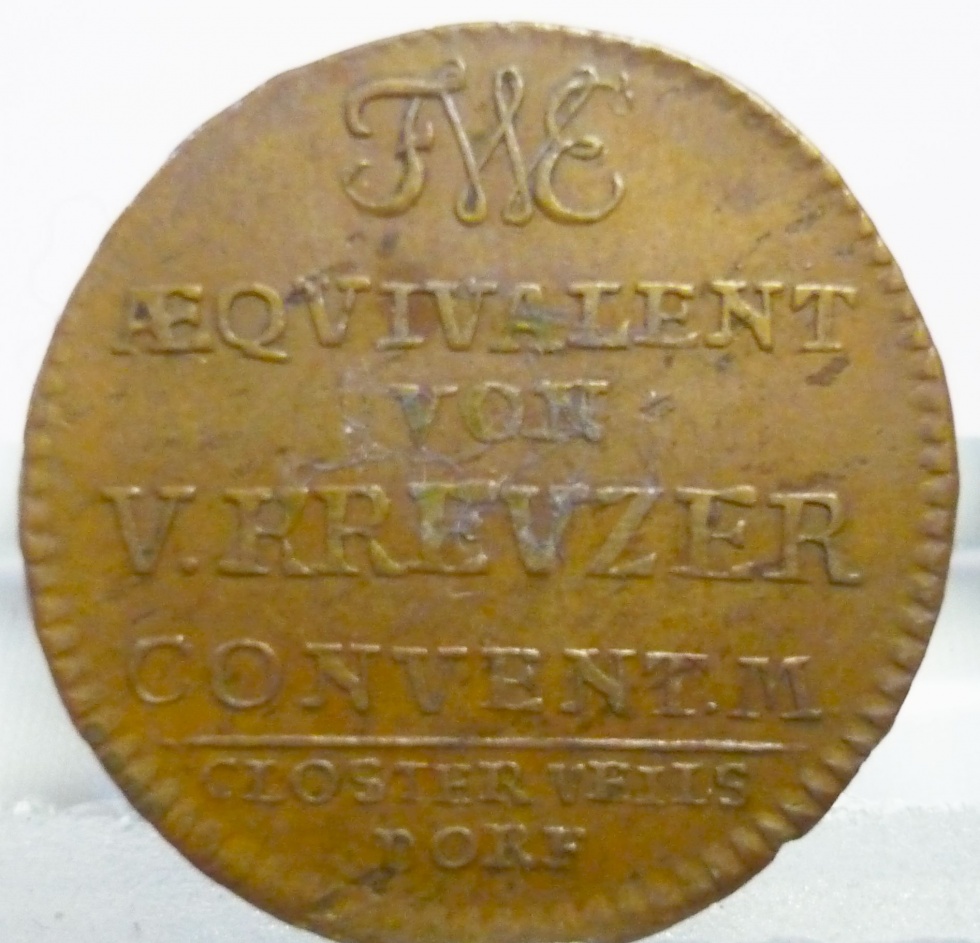5 Kreuzer Kupfermarke 1766, Äquivalent der Porzellanfabrik Kloster Veilsdorf (Museum  CC BY-NC-SA)