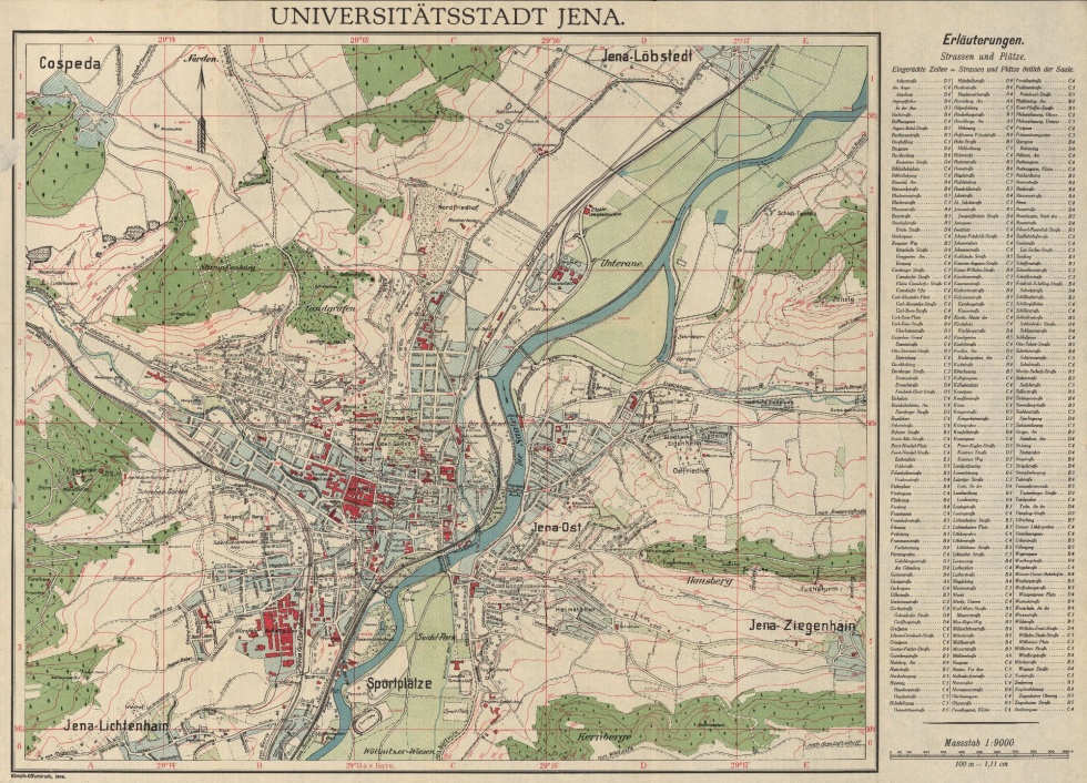 Stadtplan von Jena, 1928 (Städtische Museen Jena, Stadtmuseum CC BY-NC-SA)