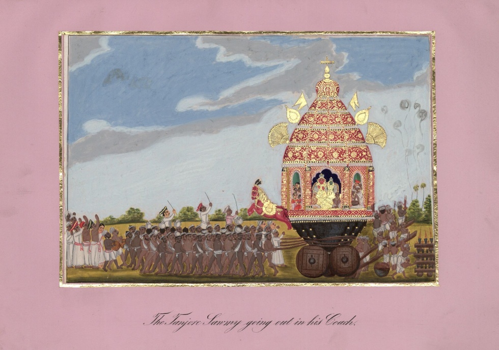 Der Tempelwagen des Tanjore-Swami wird durch die Stadt gezogen (Lindenau-Museum Altenburg CC BY-NC-SA)
