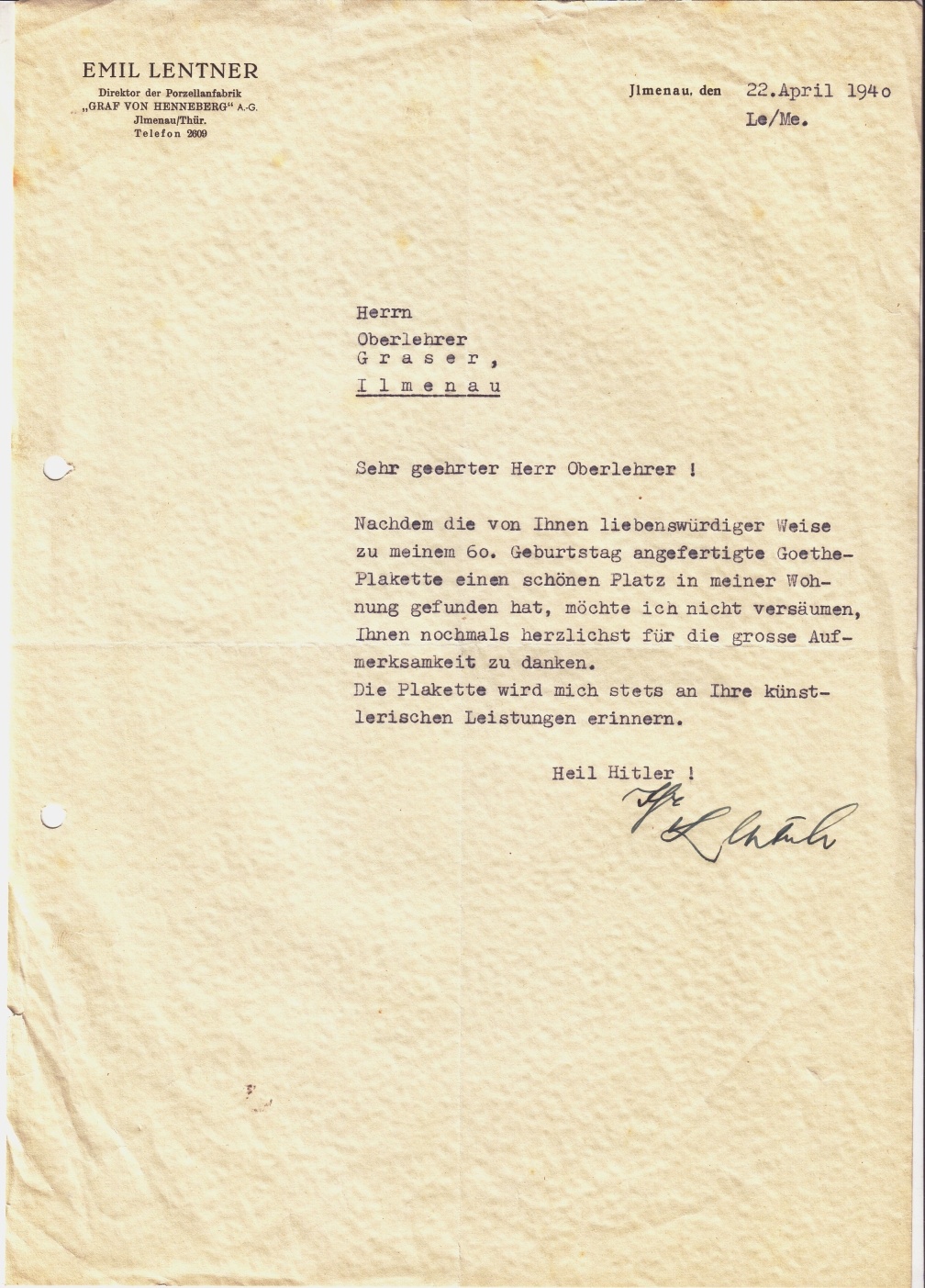 Brief an Carl Graser (GoetheStadtMuseum Ilmenau CC BY-NC-SA)