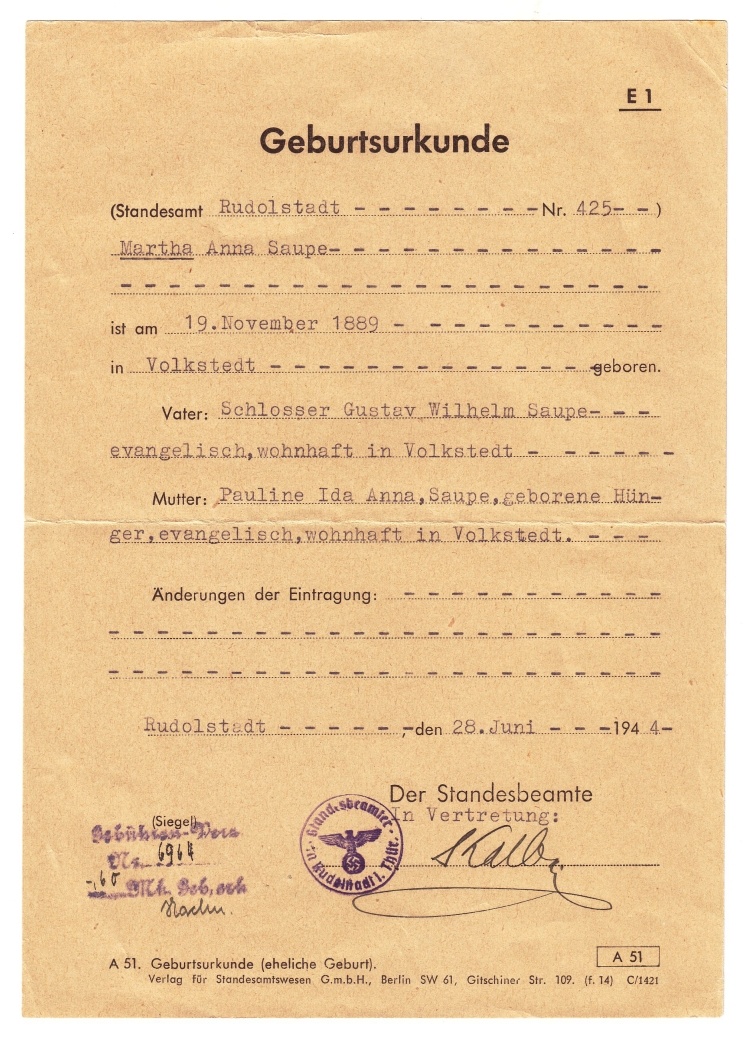 Geburtsurkunde (GoetheStadtMuseum Ilmenau CC BY-NC-SA)