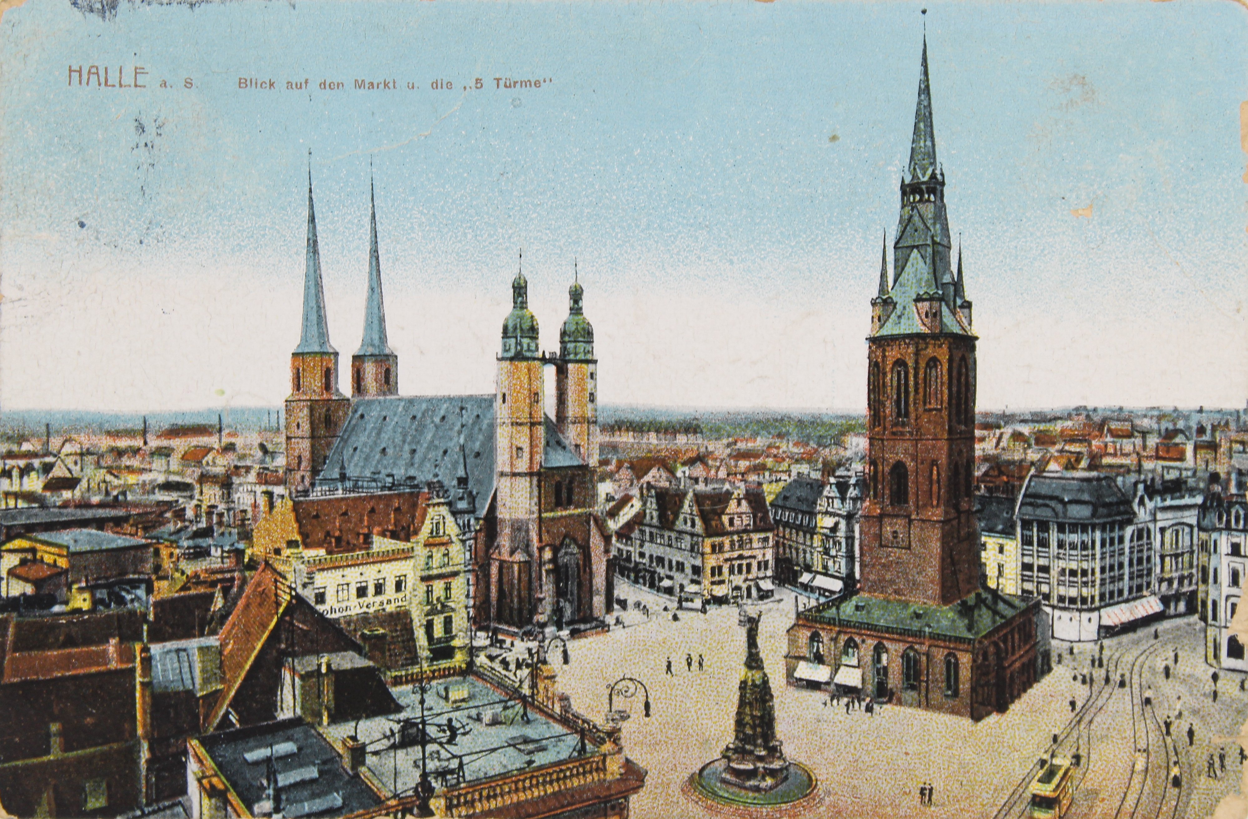 Німецька поштова листівка із зображенням Галле (Національний історико-культурний заповідник «Чигирин» CC BY-NC-SA)