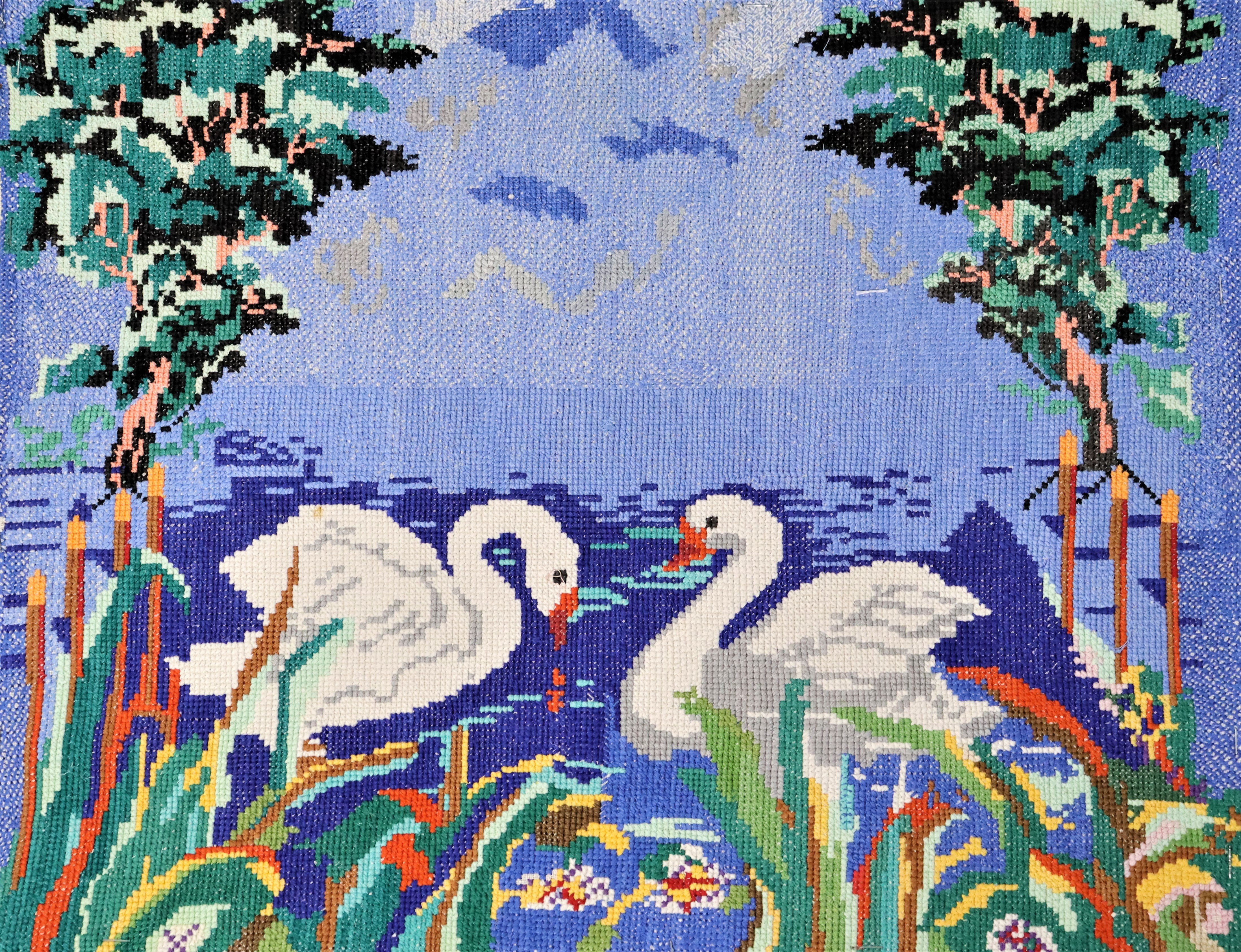 Картина вишита "Лебеді" (Прилуцький краєзнавчий музей ім. В. І. Маслова CC BY-NC-SA)