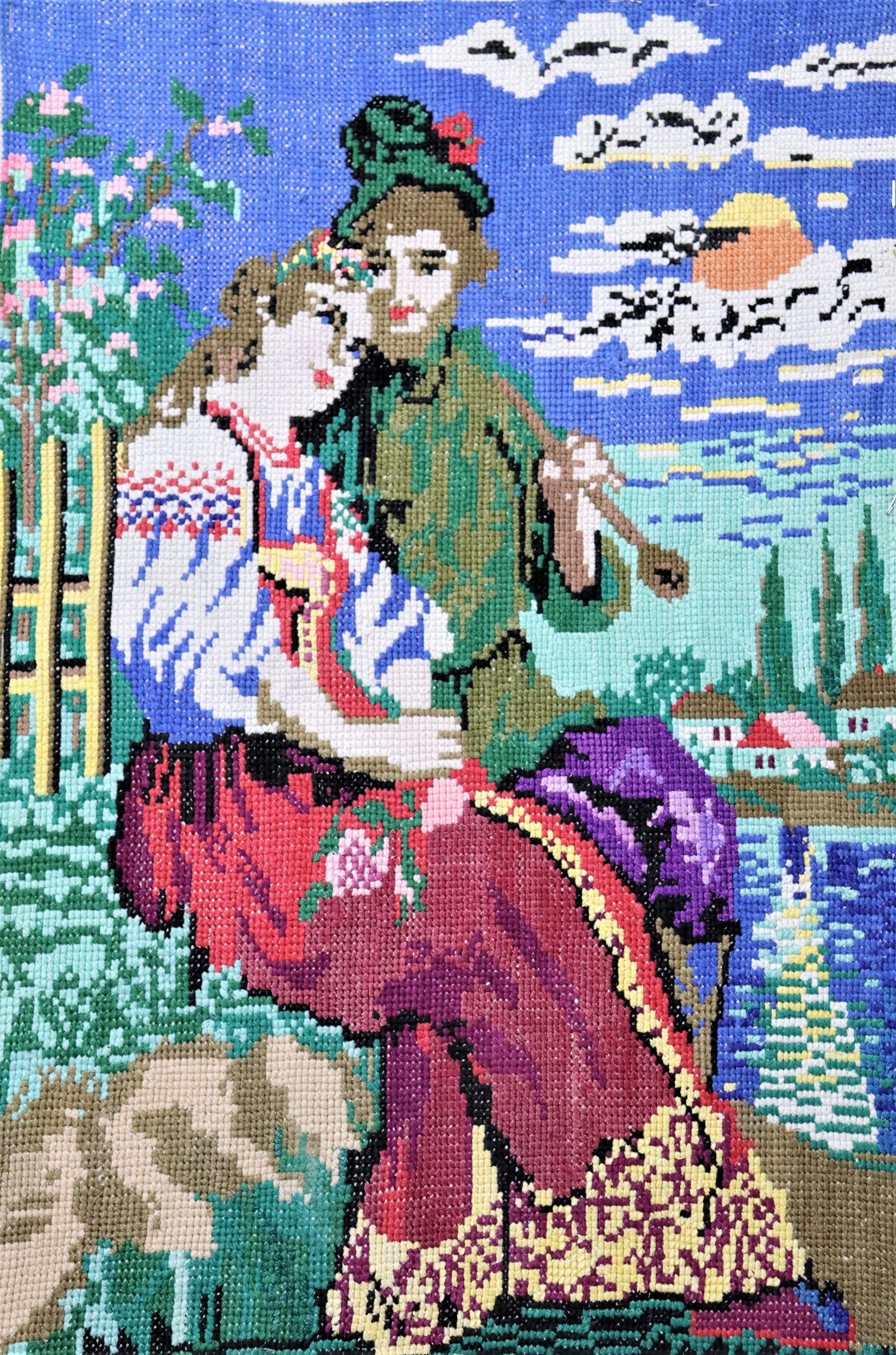 Картина вишита "Побачення" (Прилуцький краєзнавчий музей ім. В. І. Маслова CC BY-NC-SA)