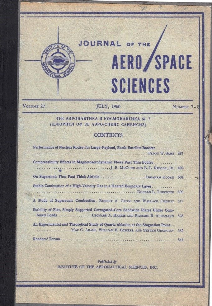 Journal of the Aerospace sciences, Vol. 27, № 7-9, 1960 (Астрономічний музей Київського національного університету імені Тараса Шевченка CC BY-NC-SA)