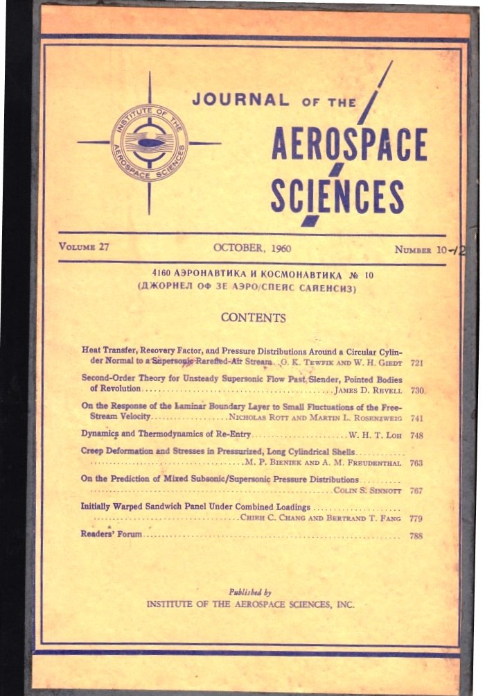 Journal of the Aerospace sciences, Vol. 27, № 10-12, 1960 (Астрономічний музей Київського національного університету імені Тараса Шевченка CC BY-NC-SA)