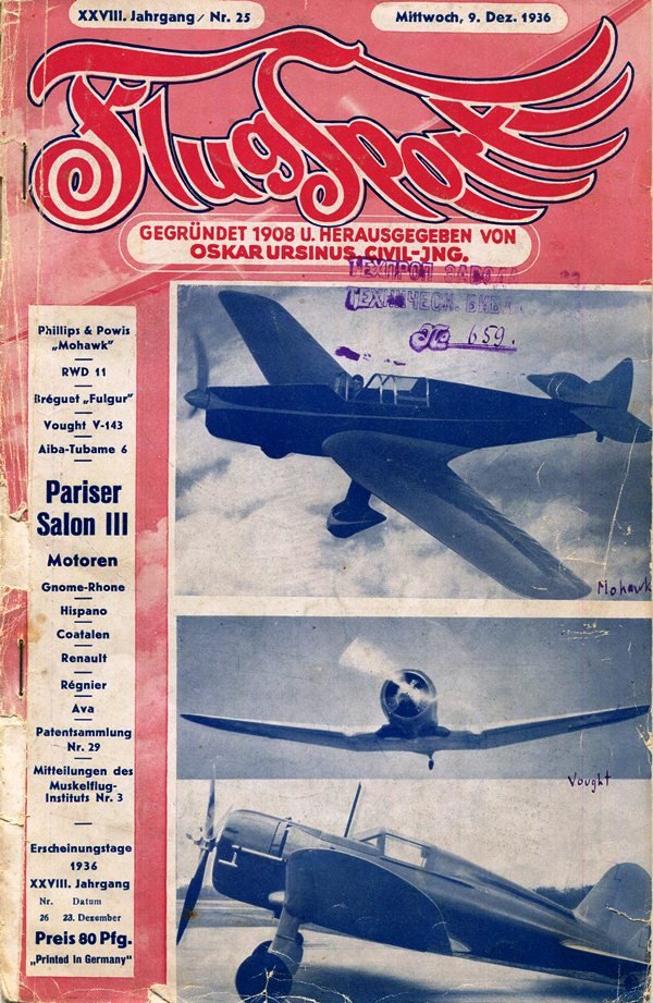 Журнал "Flugsport", том XXVIII, № 25, 1936 (Державний політехнічний музей імені Бориса Патона CC BY-NC-SA)