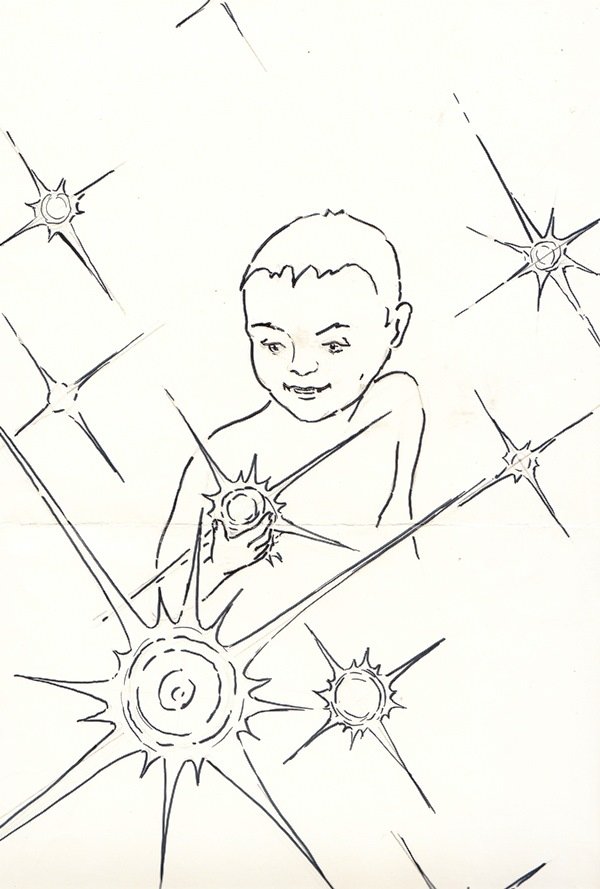 Малюнок космонавта Джанібекова "Маленький принц", 1977 (Державний політехнічний музей імені Бориса Патона CC BY-NC-SA)