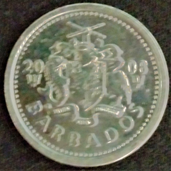 Монета Барбадосу 10 центів 2008 р. (Рівненський обласний краєзнавчий музей CC BY-NC-SA)