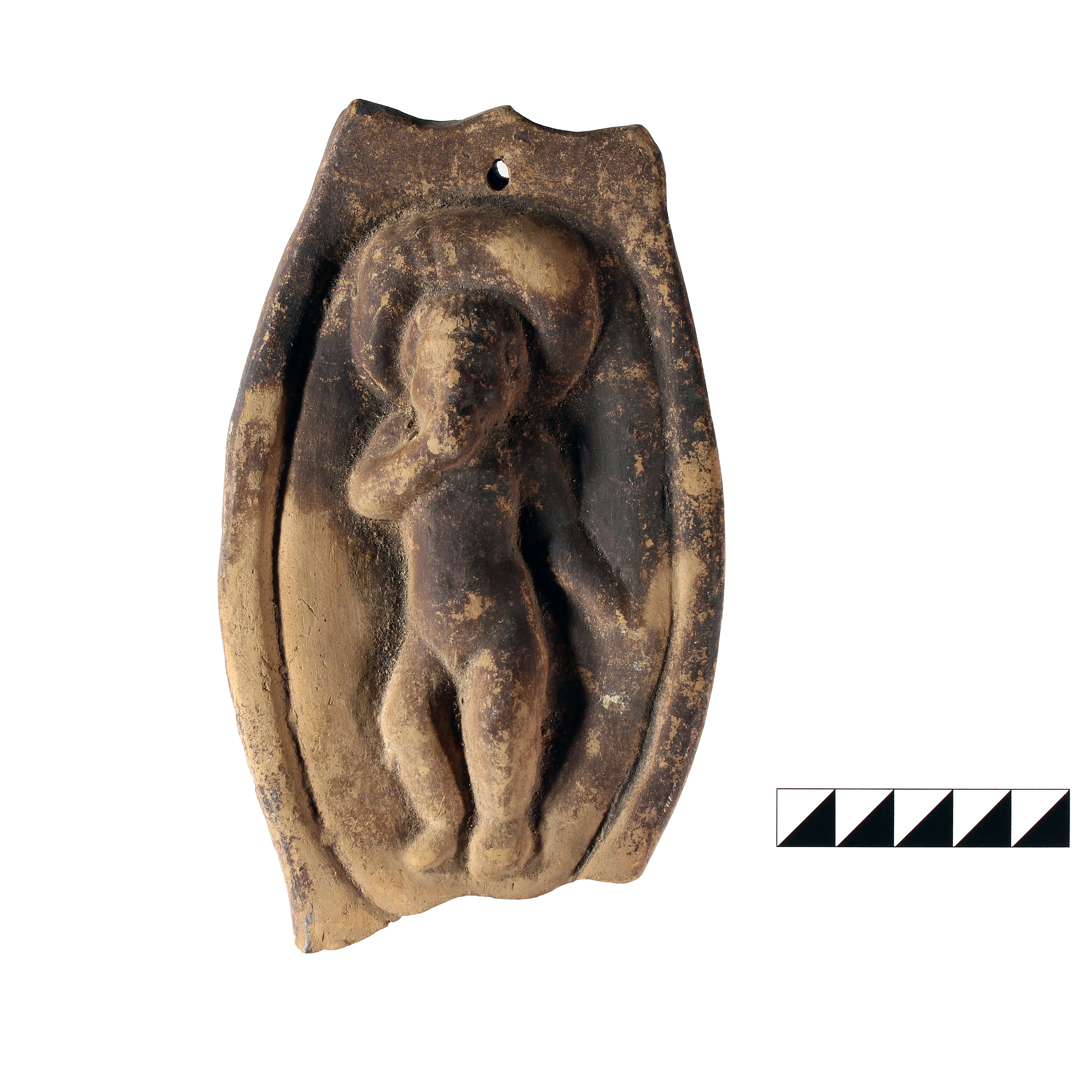 «Брязкальце» у вигляді колиски з немовлям. І ст. н.е. Пантікапей. (Сумський обласний краєзнавчий музей CC BY-NC-SA)
