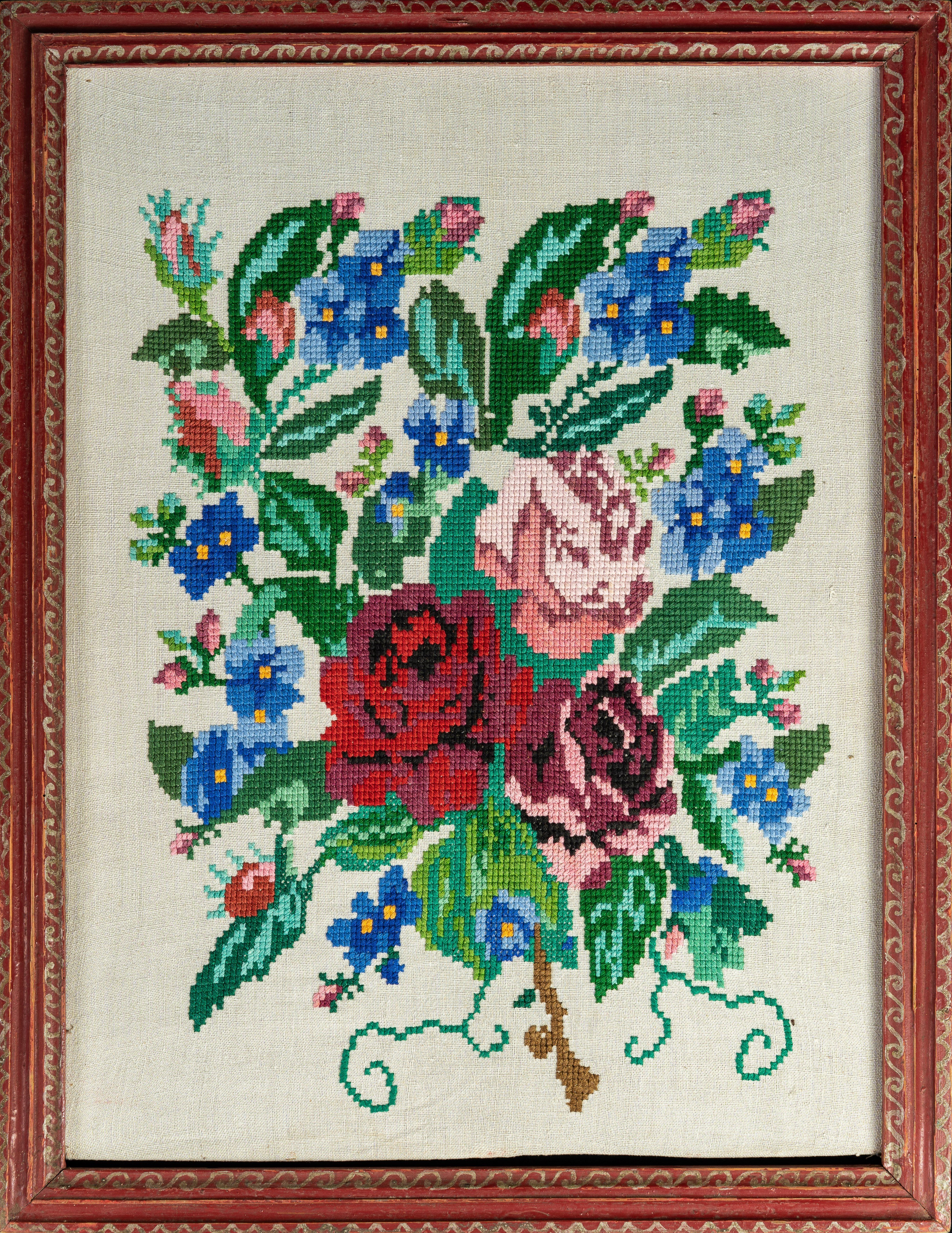 Картина вишита "Квіти" (Ківерцівський краєзнавчий музей CC BY-NC-SA)