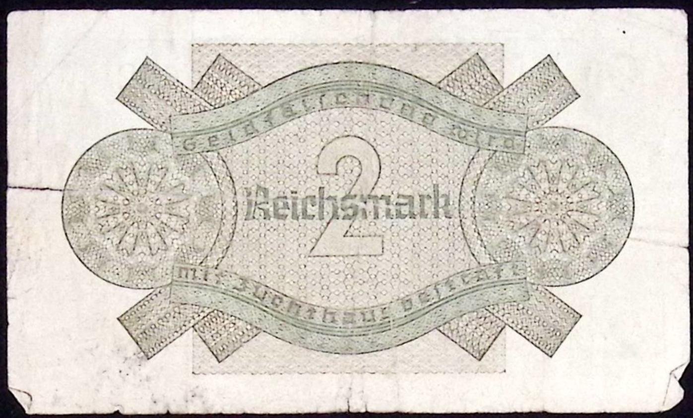 Німецька банкнота номіналом 2 марки, 1939-1945 (Національний заповідник "Хортиця" CC BY-NC-SA)