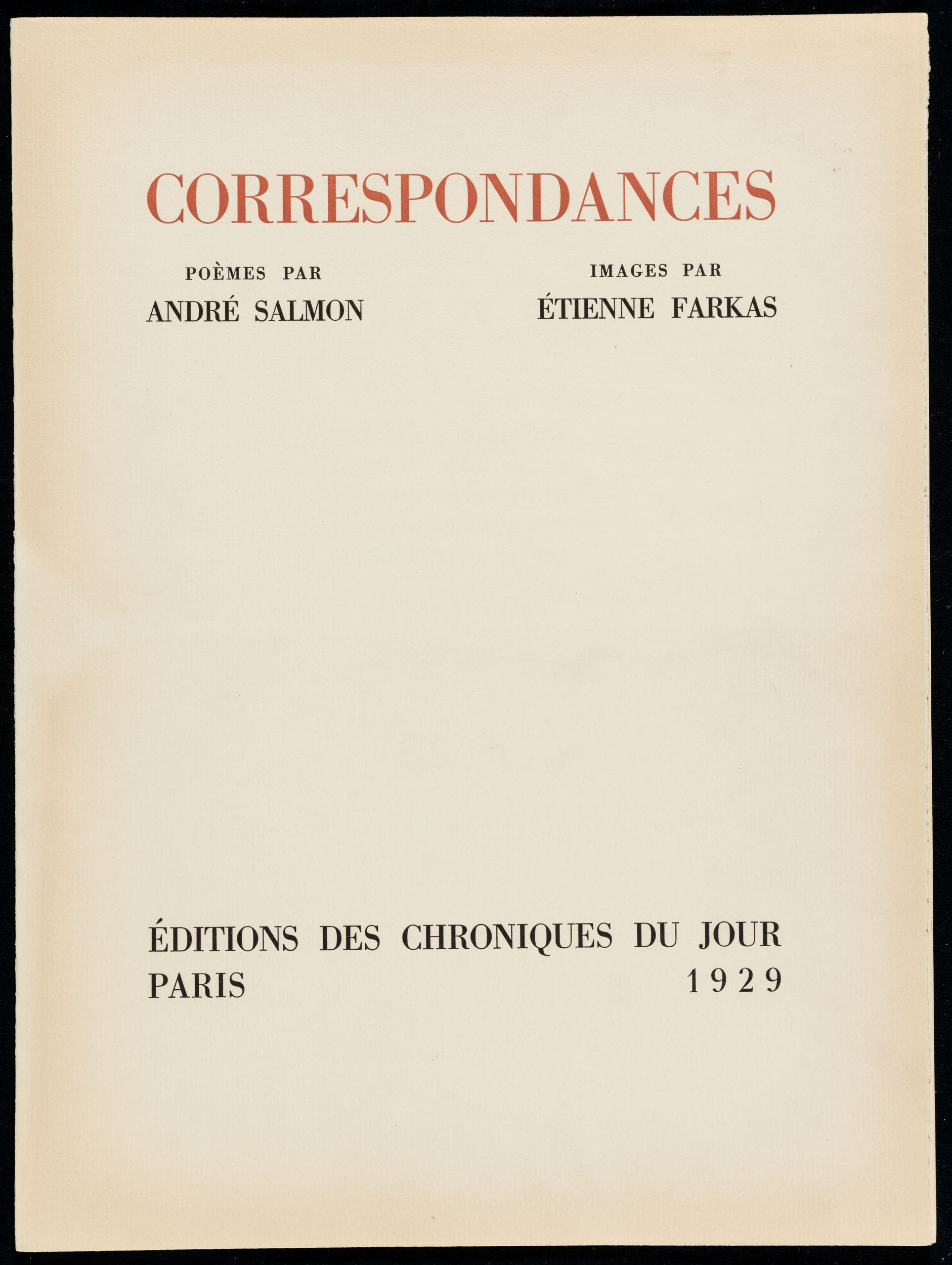 André Salmon, Étienne Farkas: Correspondaces, Paris (Müller Miklós és Jan S. Keithly gyűjteménye - New York, USA CC BY-NC-SA)