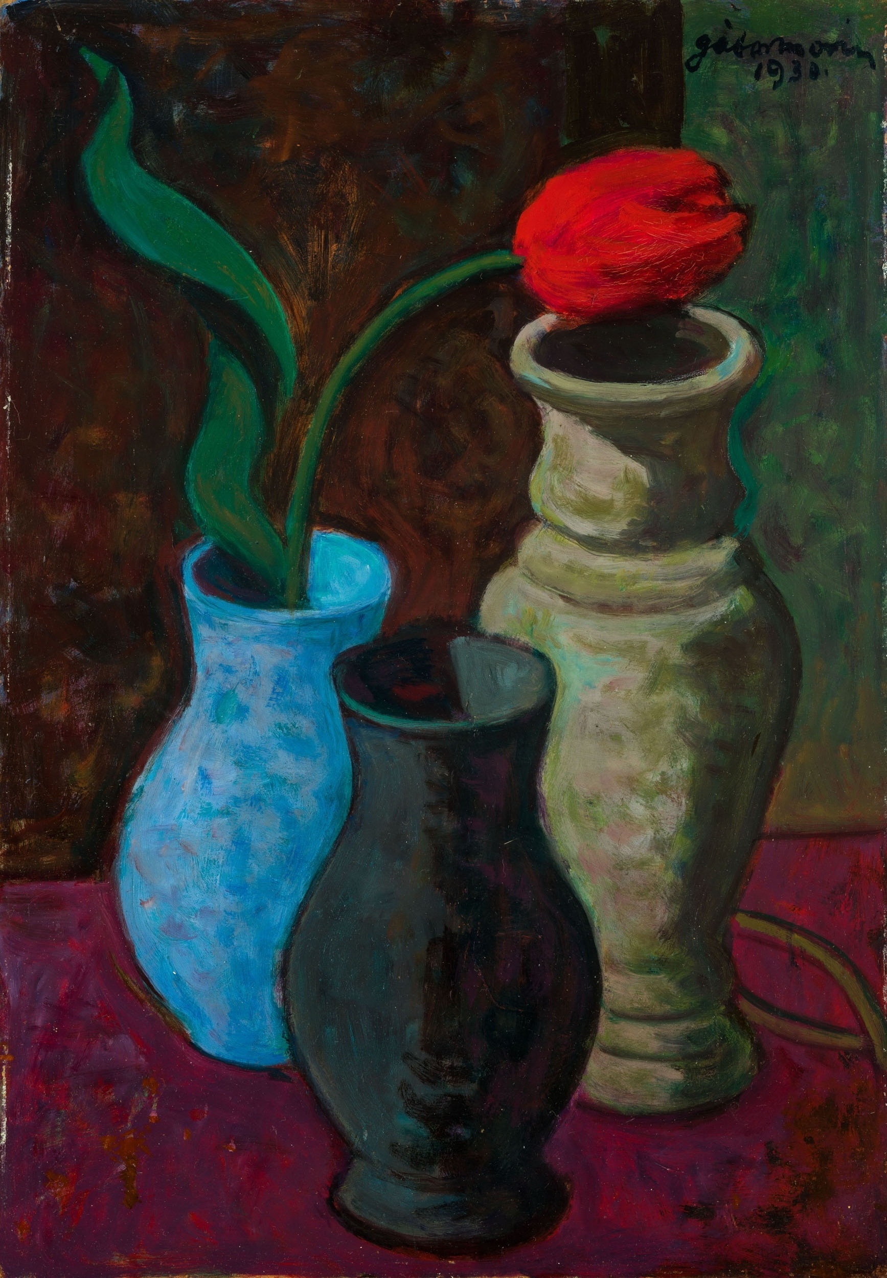 untitled (still life with red tulip and three vases) (The Salgo Trust for Education CC BY-NC-SA)