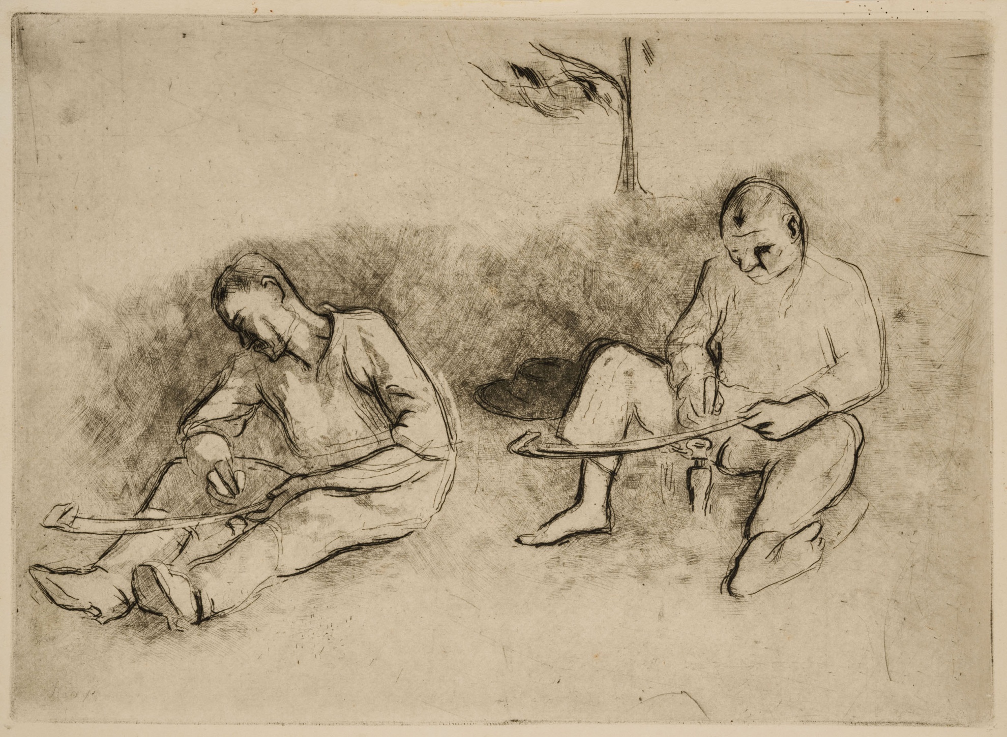 untitled (two men sitting and sharpening tools) (The Salgo Trust for Education CC BY-NC-SA)