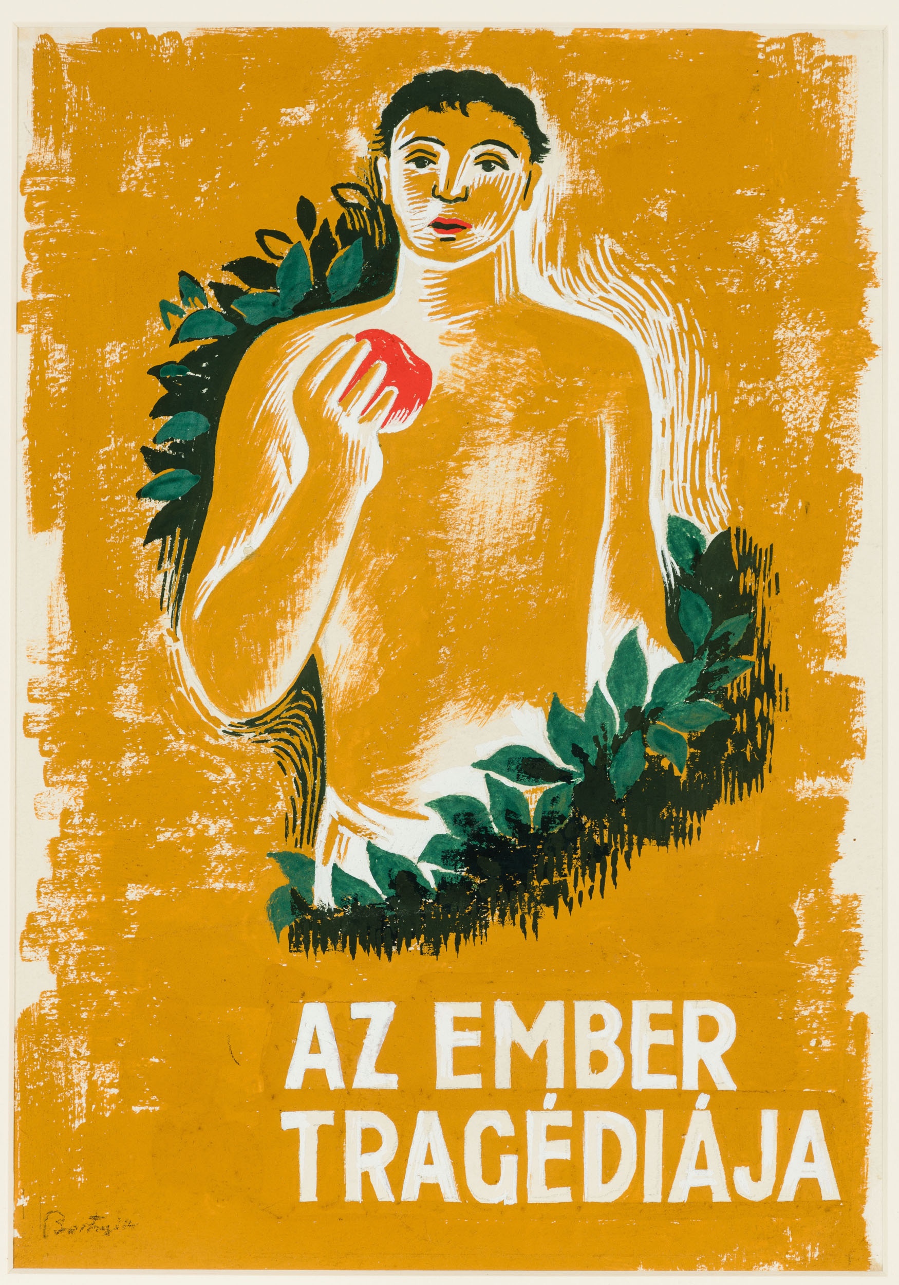 Az Ember Tragediaja, (man with apple, gold with green leaves (The Salgo Trust for Education CC BY-NC-SA)