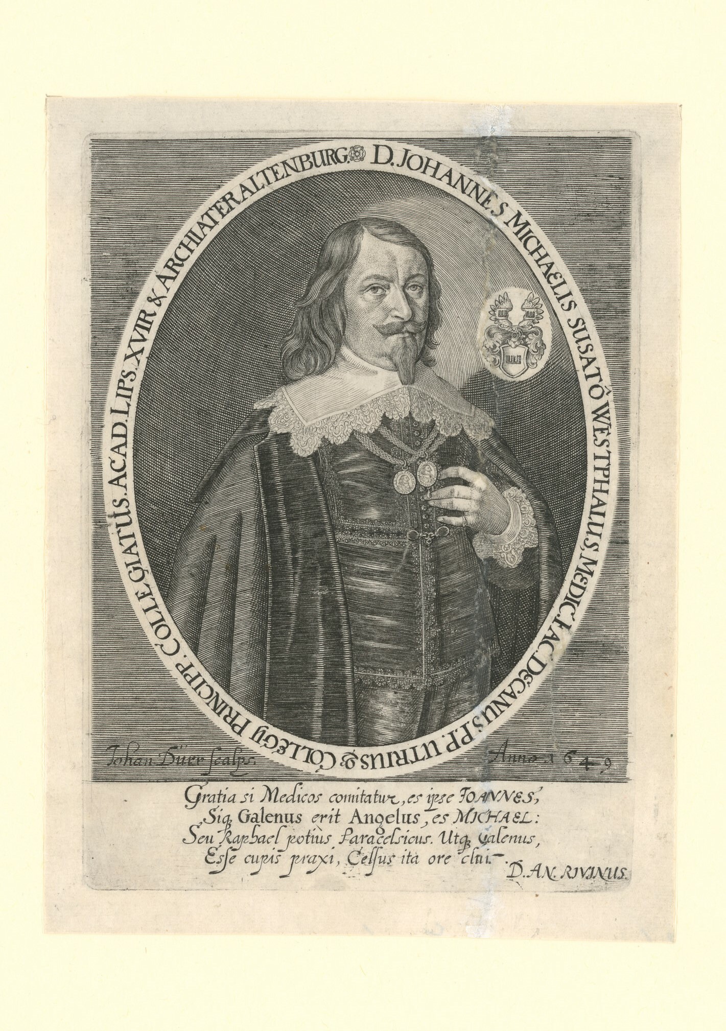 Kupferstich mit Porträt des Johannes Michaelis (Museen Burg Altena CC BY-NC-SA)