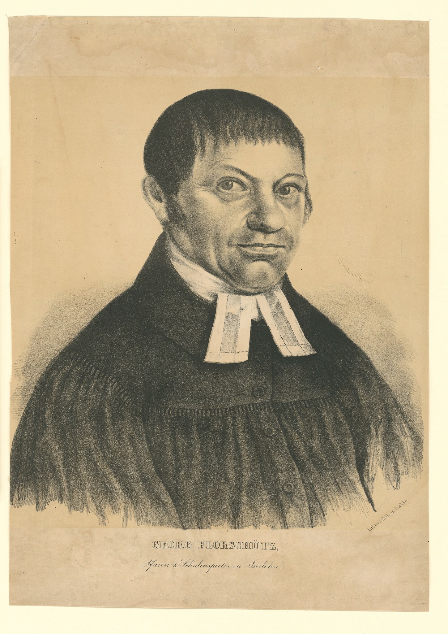 Lithografie mit Porträt des Georg Florschütz (Museen Burg Altena CC BY-NC-SA)