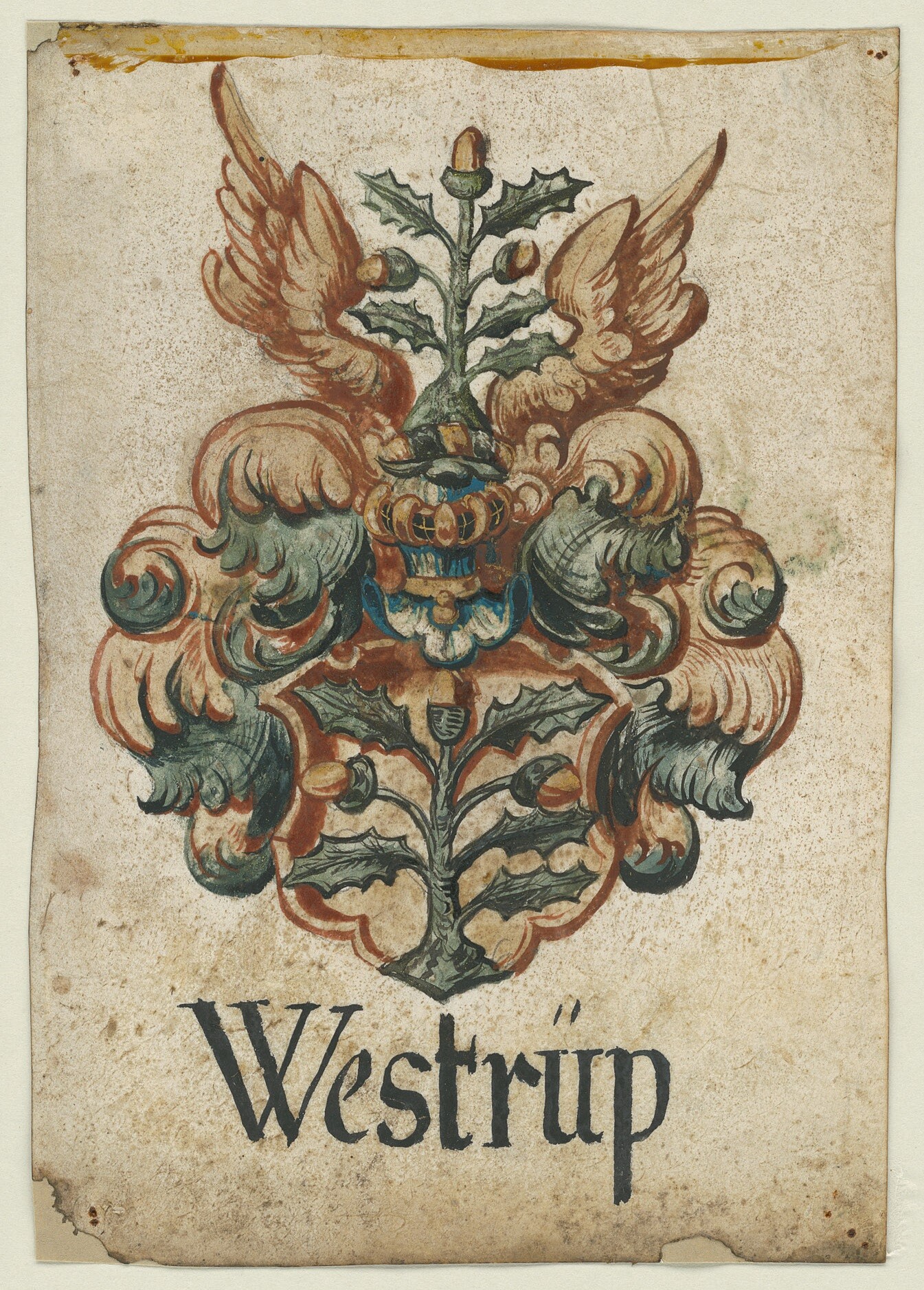 Gouache des Wappens derer von Westrup (Museen Burg Altena CC BY-NC-SA)