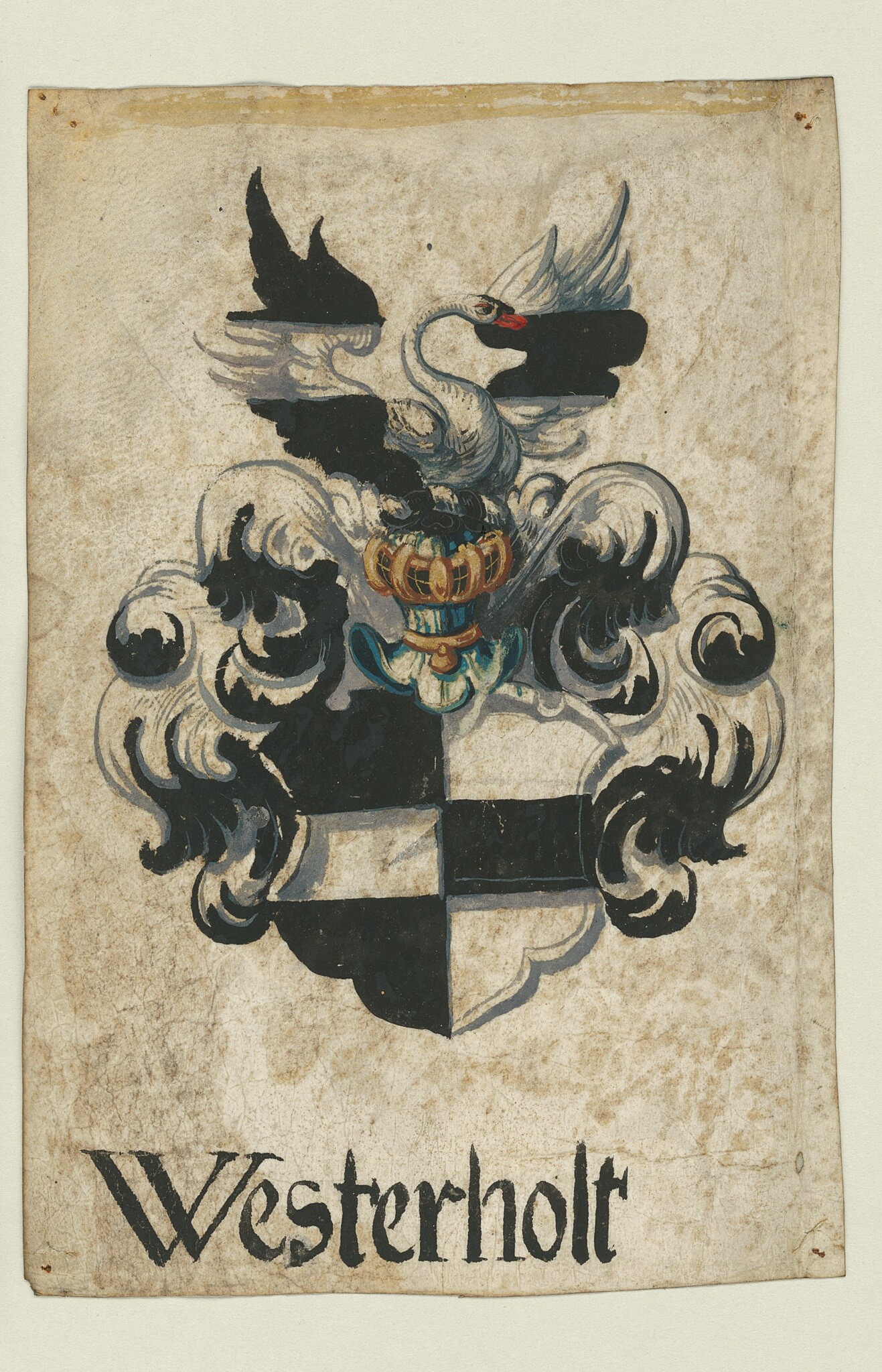 Gouache des Wappens derer von Westerholt (Museen Burg Altena CC BY-NC-SA)