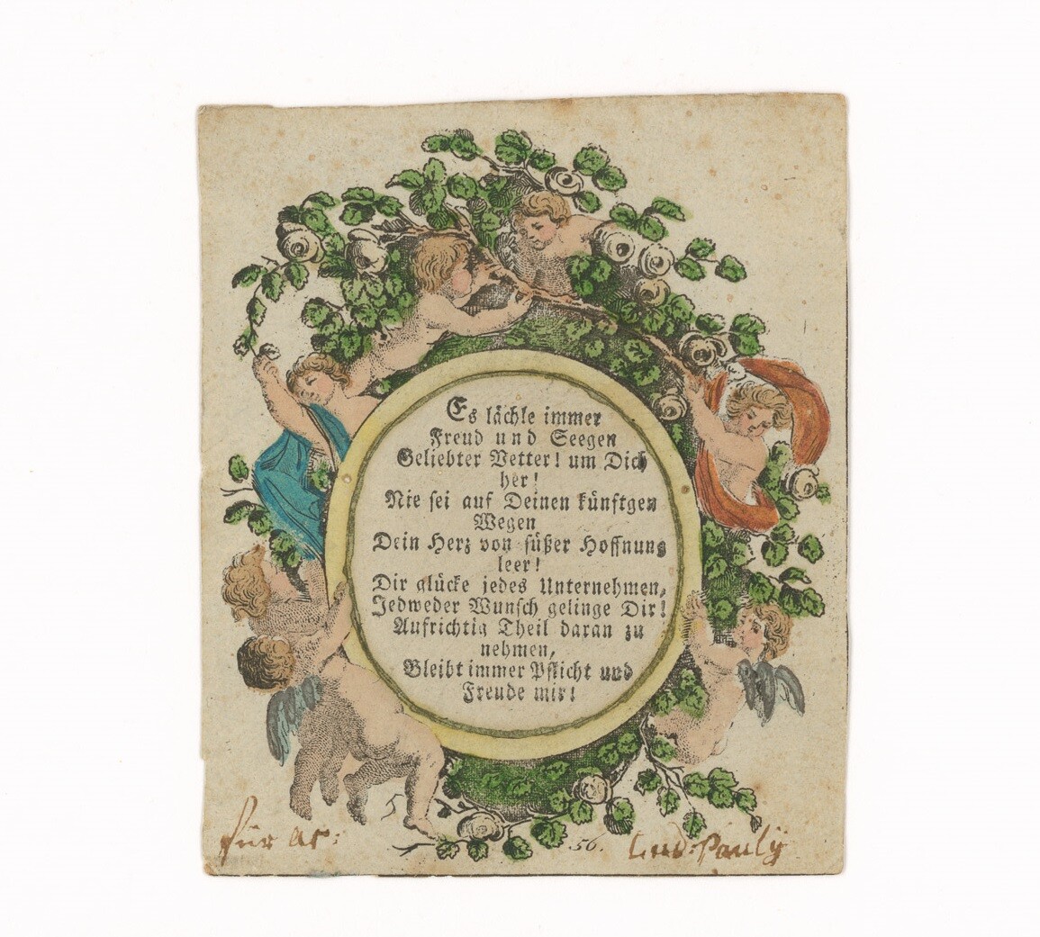 Stammbuchblatt mit guten Wünschen (Museen Burg Altena CC BY-NC-SA)