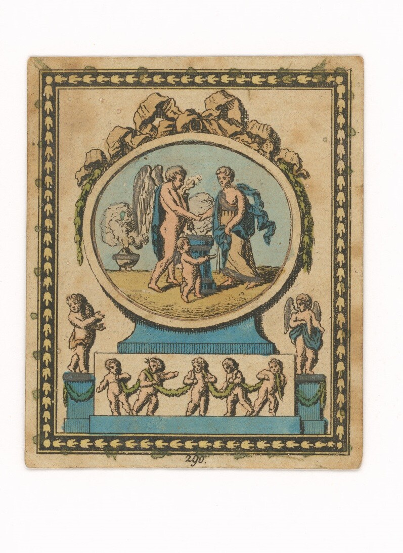 Stammbuchblatt mit Bild eines Engels (Museen Burg Altena CC BY-NC-SA)