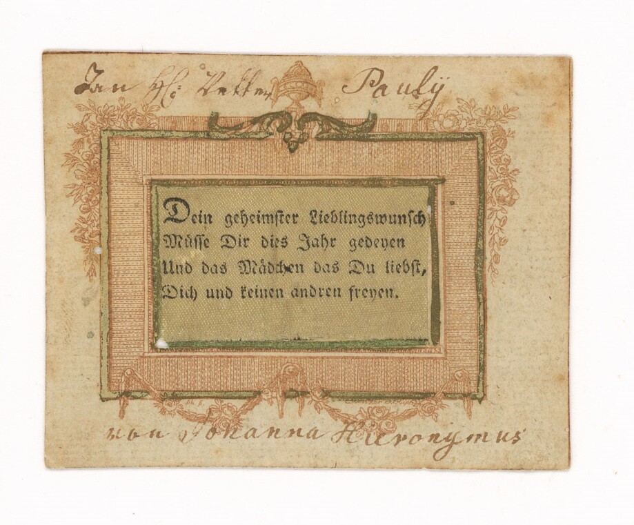 Stammbuchblatt mit (Neujahrs-)Wünschen (Museen Burg Altena CC BY-NC-SA)