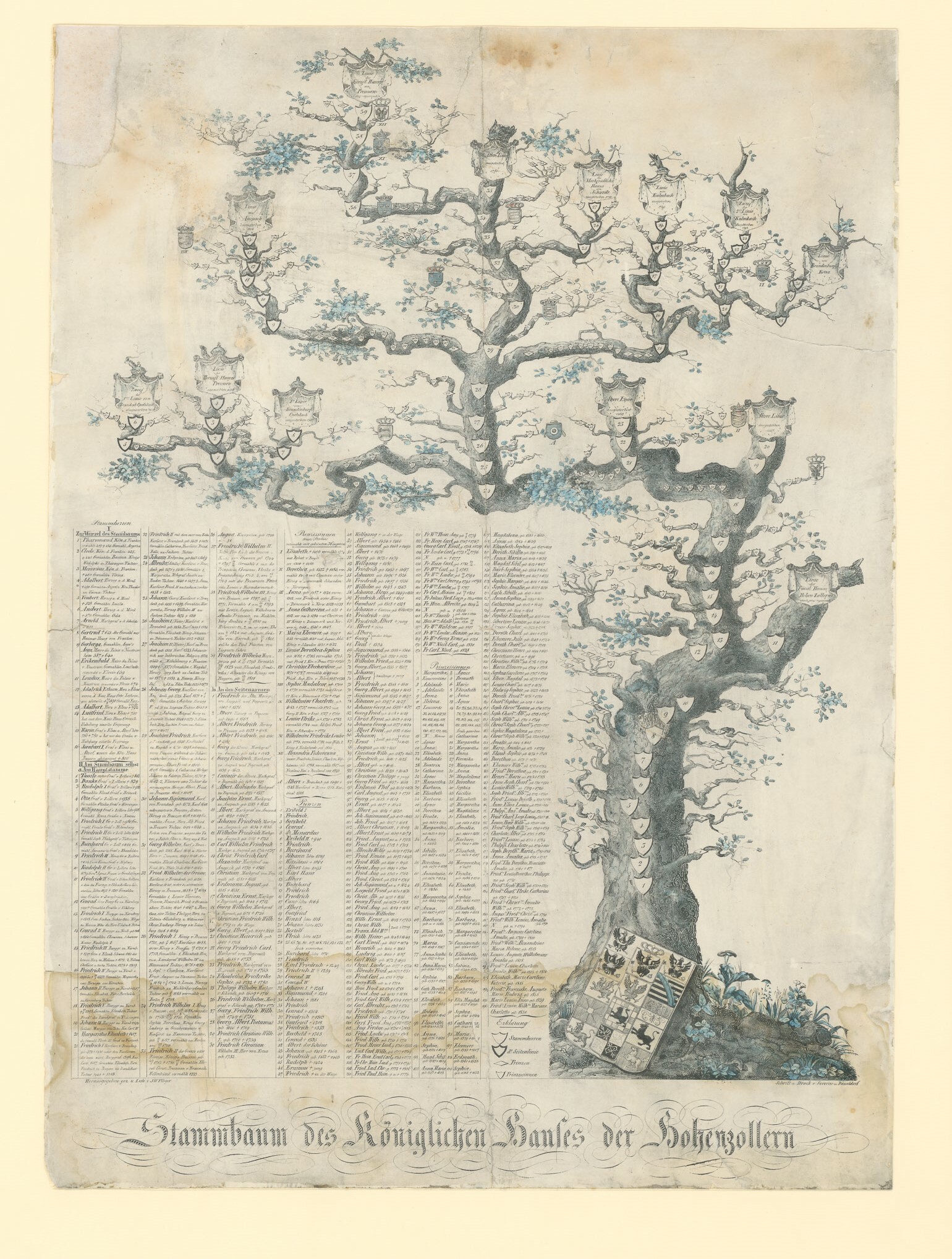 Lithografie mit Stammbaum (Museen Burg Altena CC BY-NC-SA)