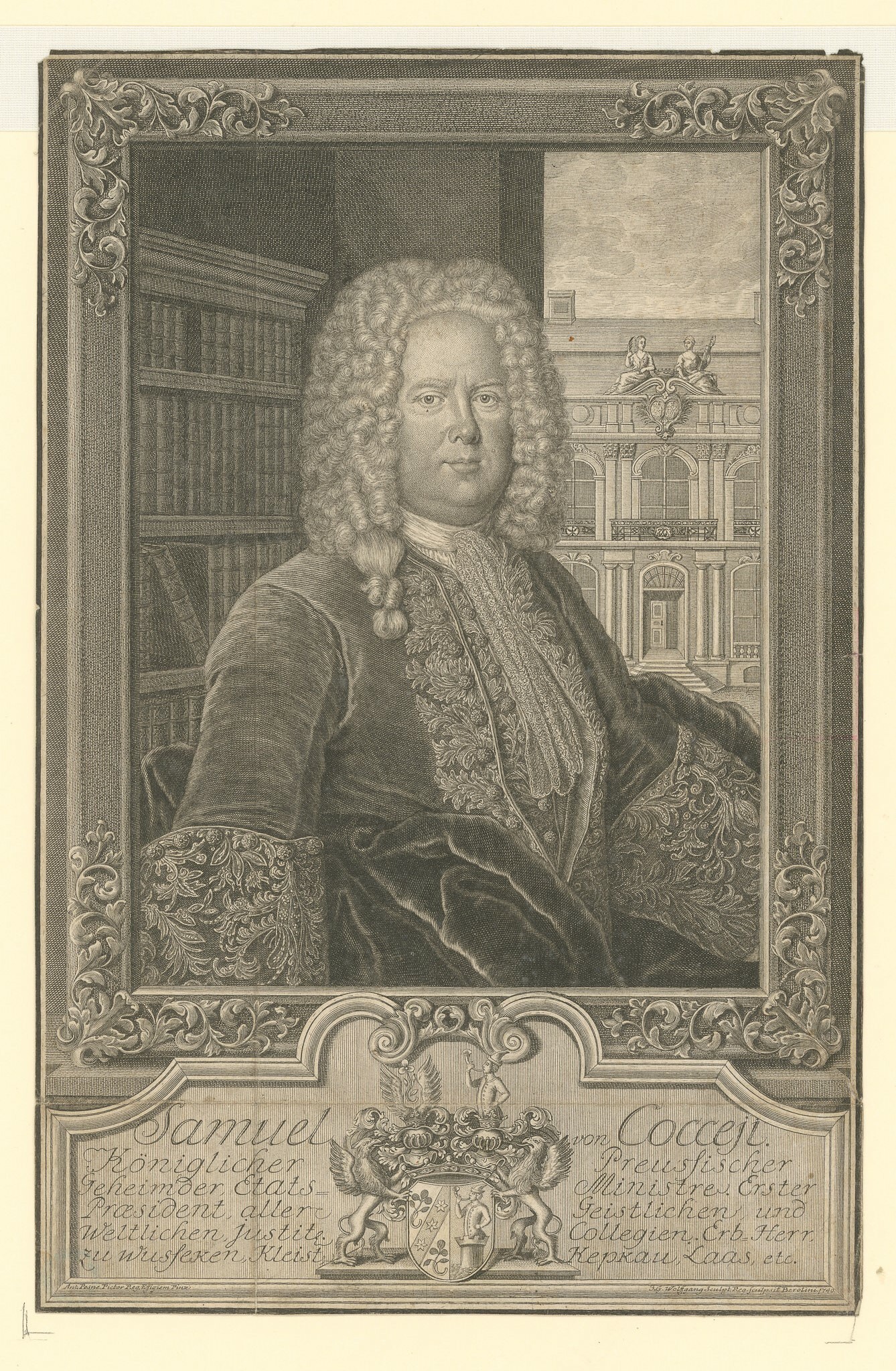 Kupferstich mit Porträt Samuels Freiherr von Cocceji (Museen Burg Altena CC BY-NC-SA)