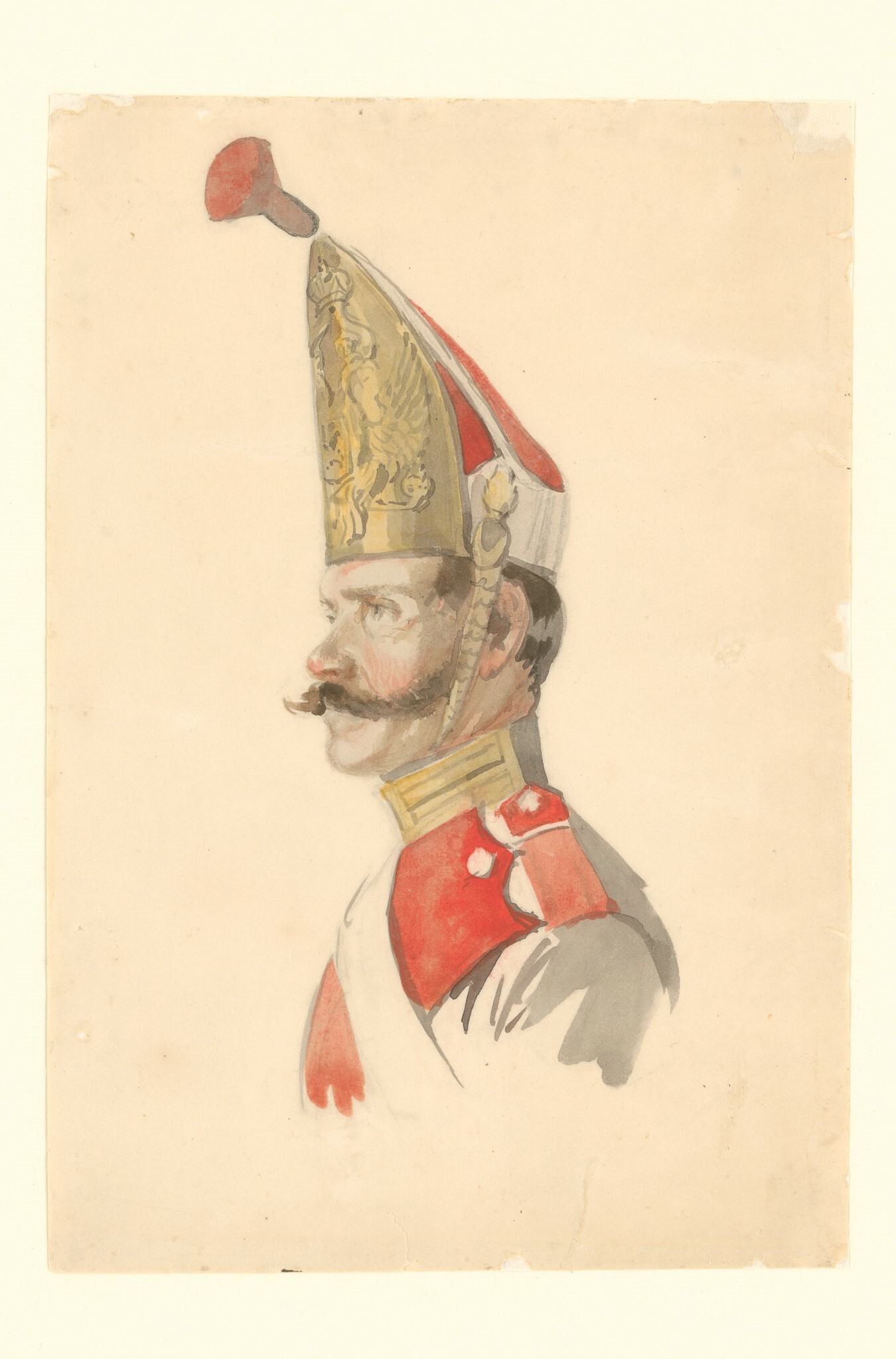Zeichnung mit Porträt eines preußischen Gardesoldaten (Museen Burg Altena CC BY-NC-SA)