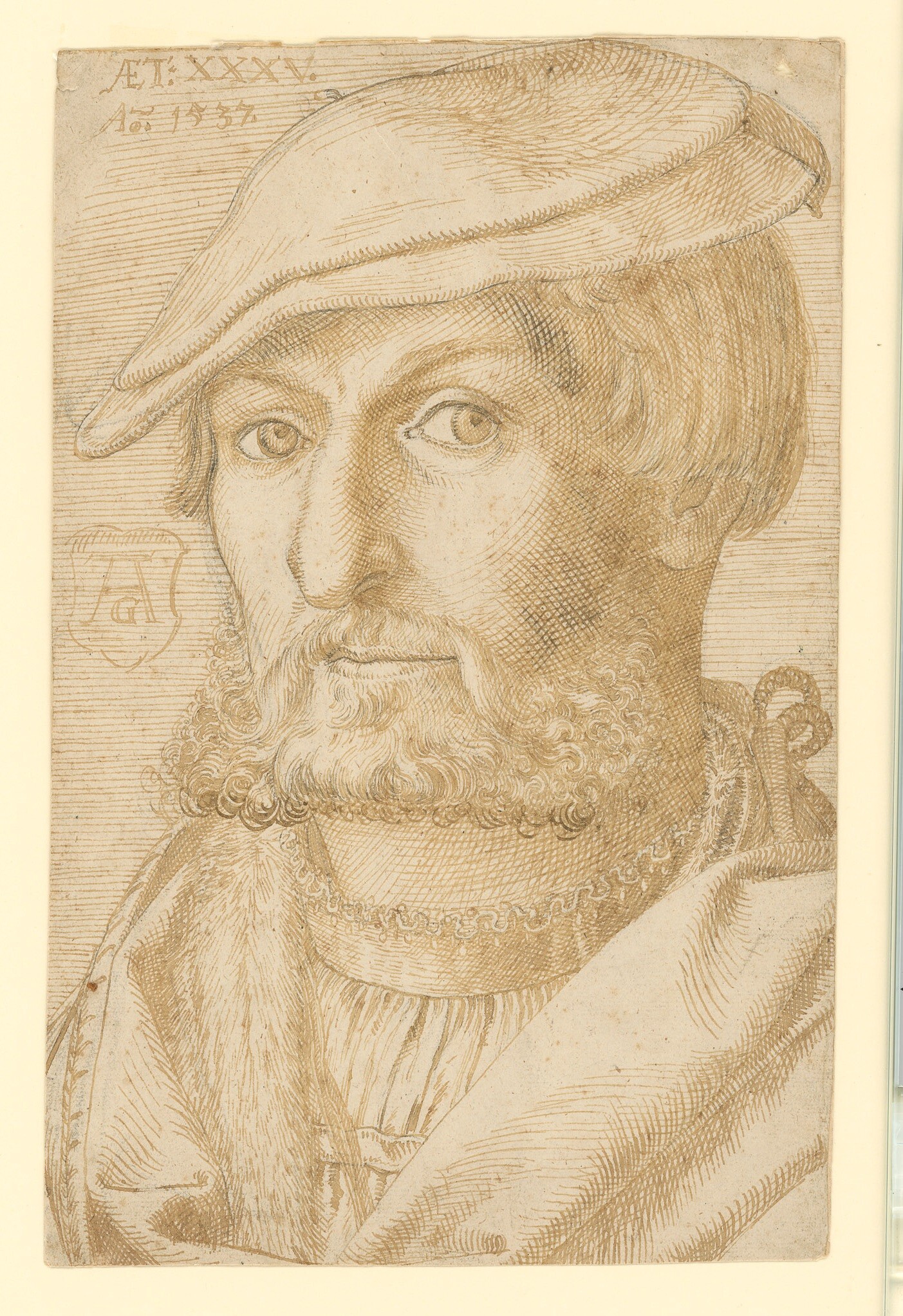 Bister-Zeichnung mit Porträt Aldegrevers (Museen Burg Altena CC BY-NC-SA)