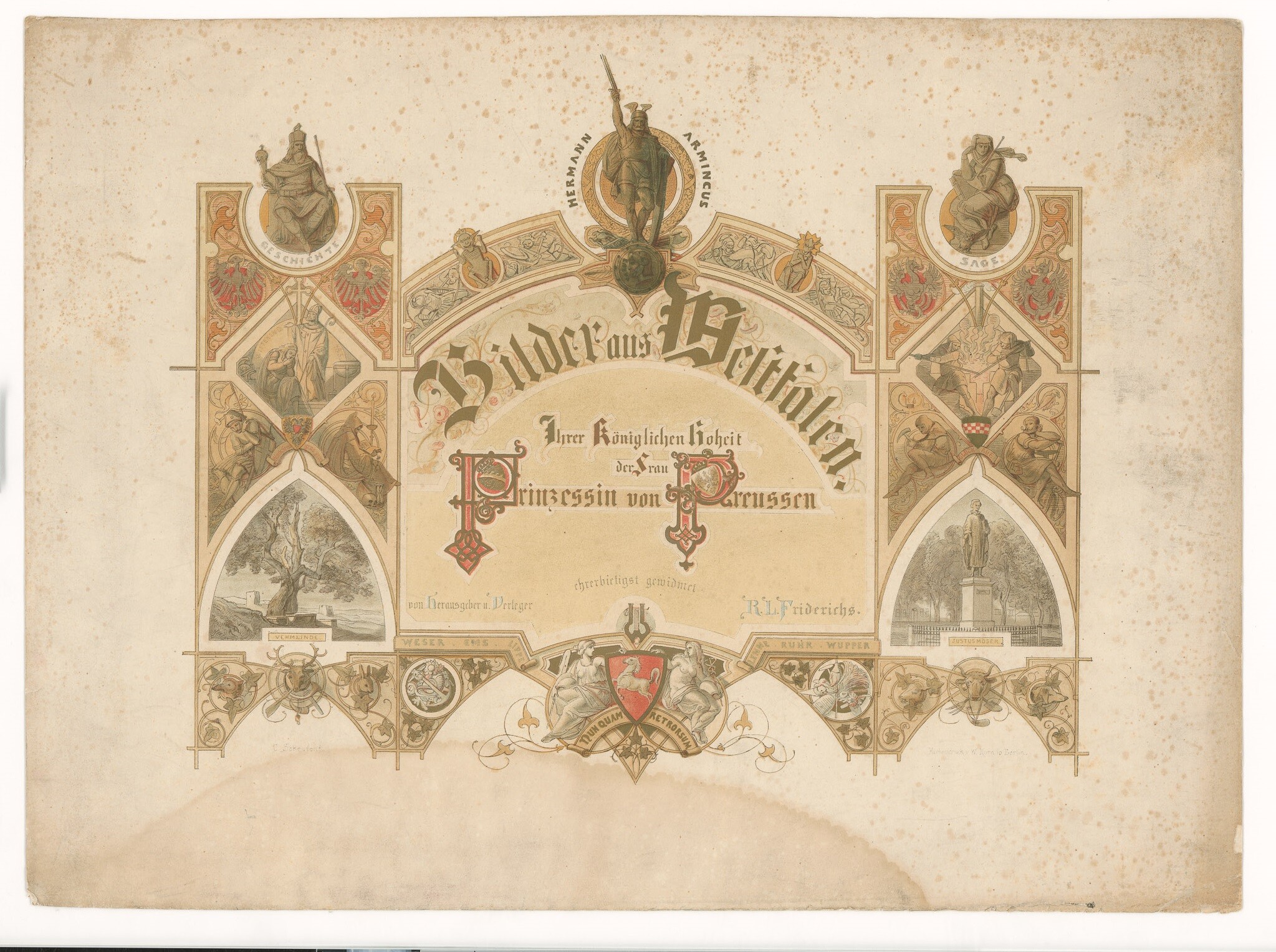 Lithografie mit Titelblatt der Serie "Bilder aus Westfalen" (Museen Burg Altena CC BY-NC-SA)