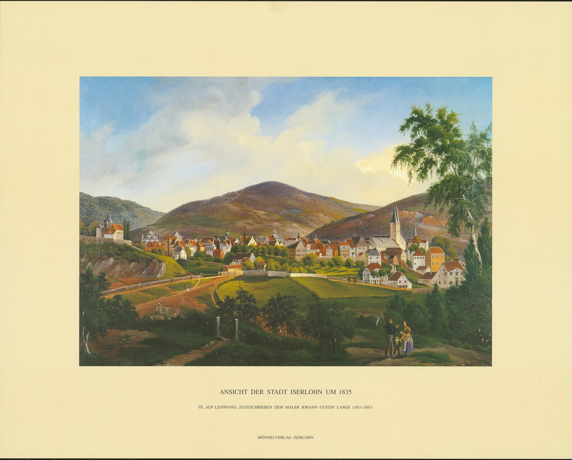Druck mit Ansicht der Stadt Iserlohn um 1835 (Museen Burg Altena CC BY-NC-SA)