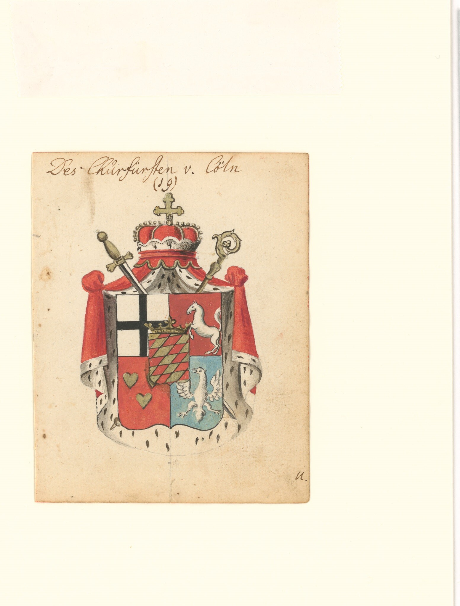 Zeichnung des Wappens des Herzogtums Westfalens (Museen Burg Altena CC BY-NC-SA)