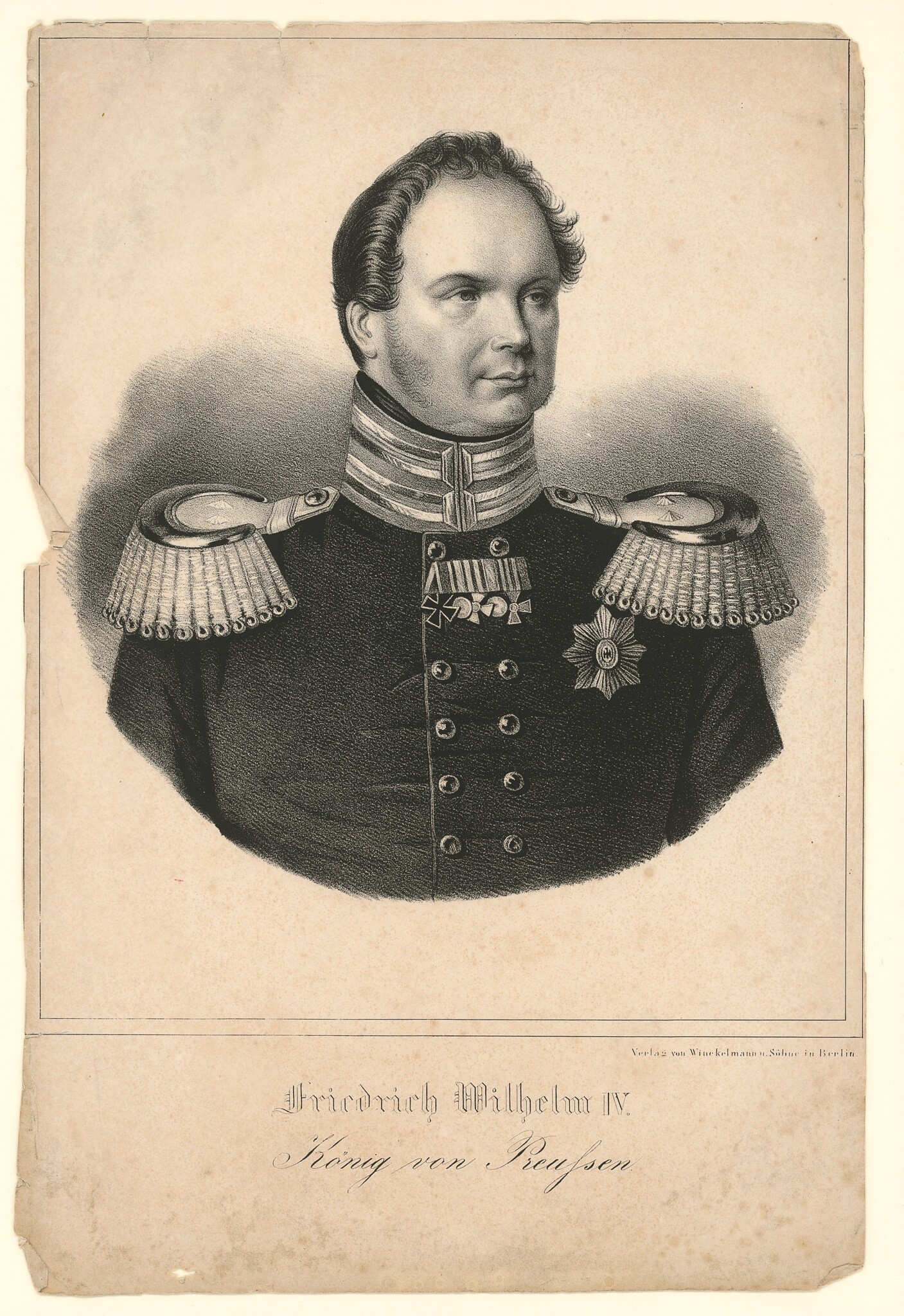 Lithografie mit Porträt Friedrich Wilhelm IV. (Museen Burg Altena CC BY-NC-SA)