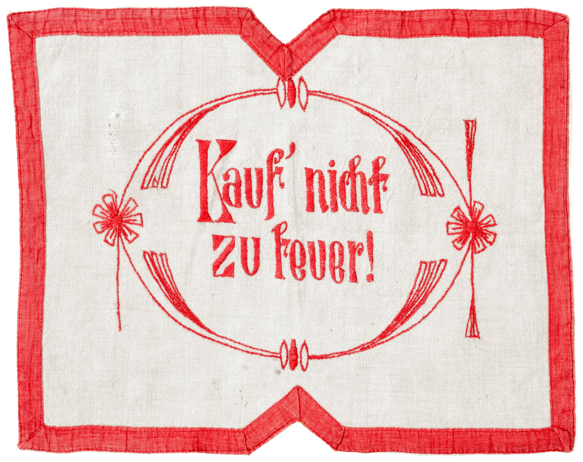 Tuch für Einkaufskorb: Kauf' nicht zu teuer! (Museum Abtei Liesborn des Kreises Warendorf CC BY-NC-SA)