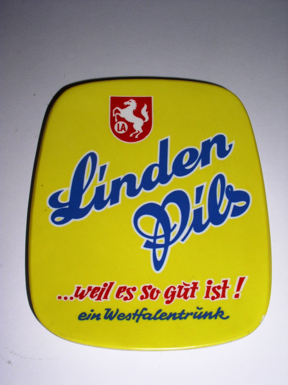 Zahlteller mit Werbung der Linden-Adler-Brauerei (Hellweg-Museum Unna CC BY-NC-SA)